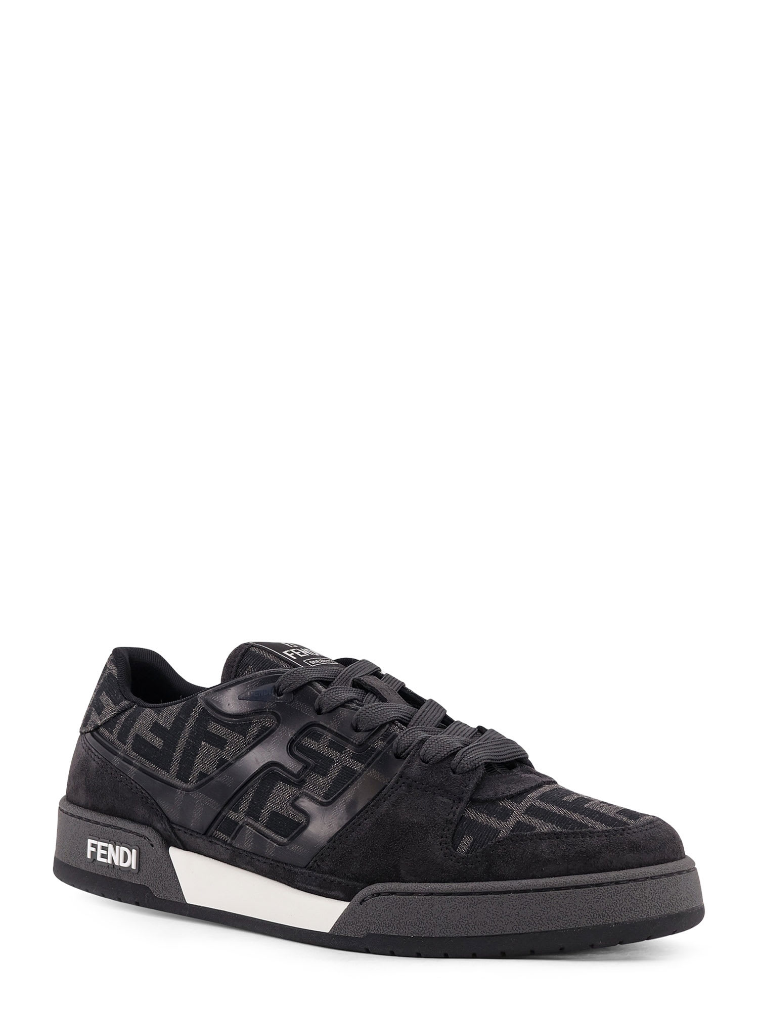 Fendi Low-top Round Toe Rubber Sole Sneakers In Black
