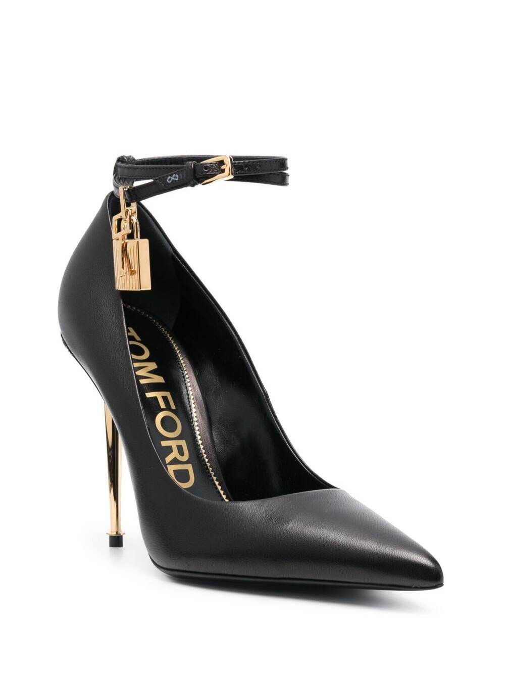 Shop Tom Ford Black Pumps With Padlock Detail In Smooth Leather Woman