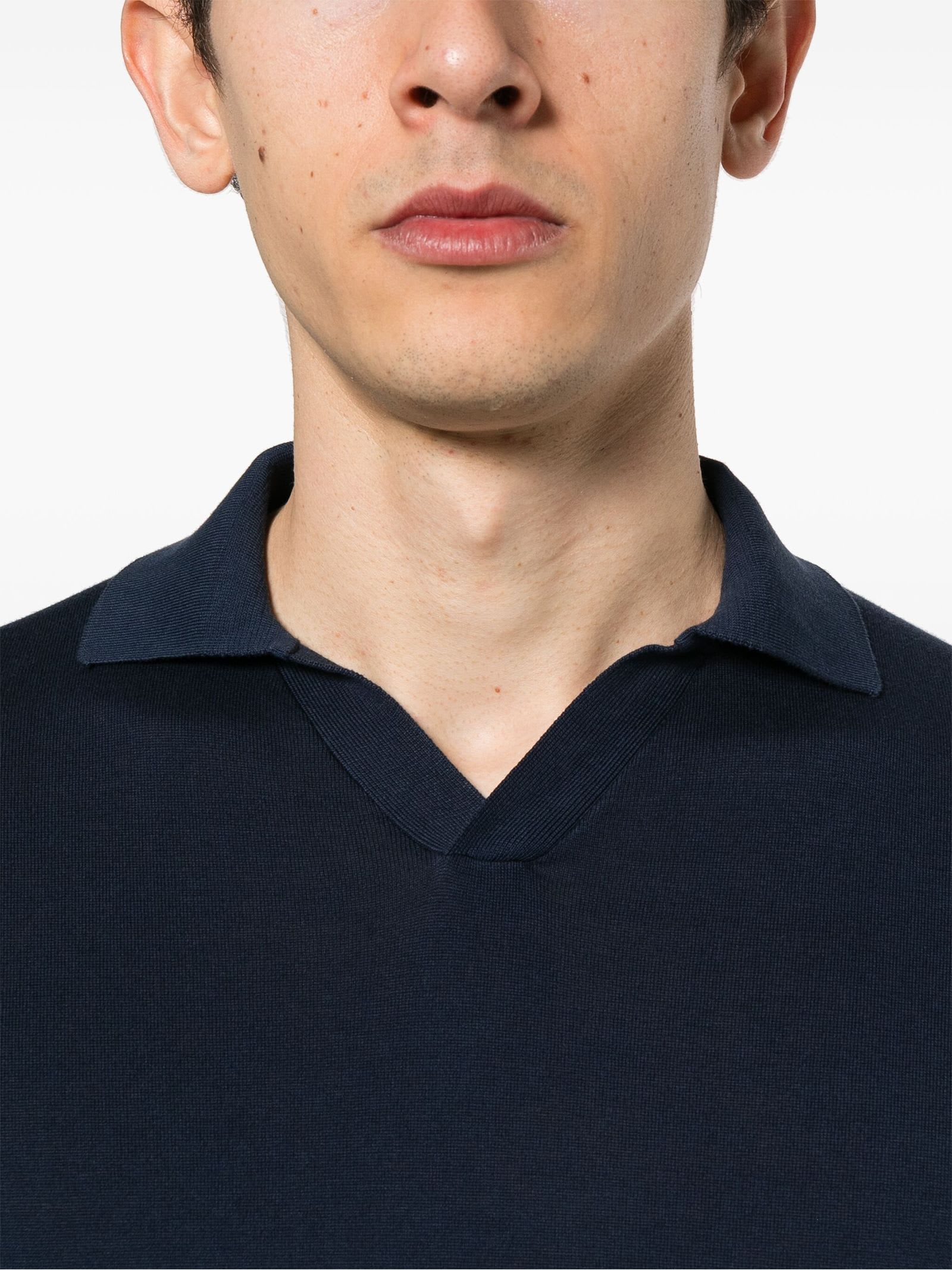 Shop Fedeli Fuji Cotton Polo Shirt In Blue