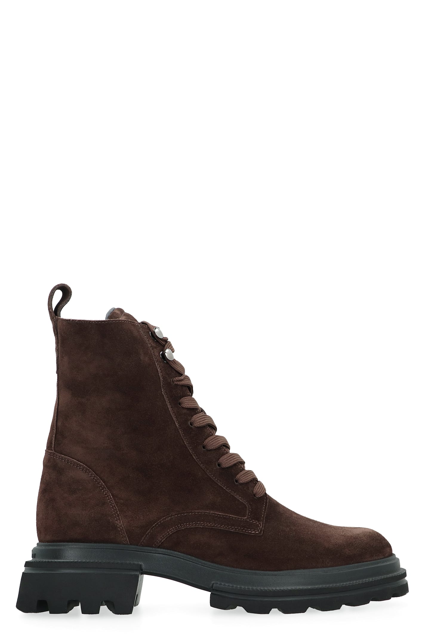 Shop Hogan 10-storey Lace-up Suede Ankle Boots In Brown