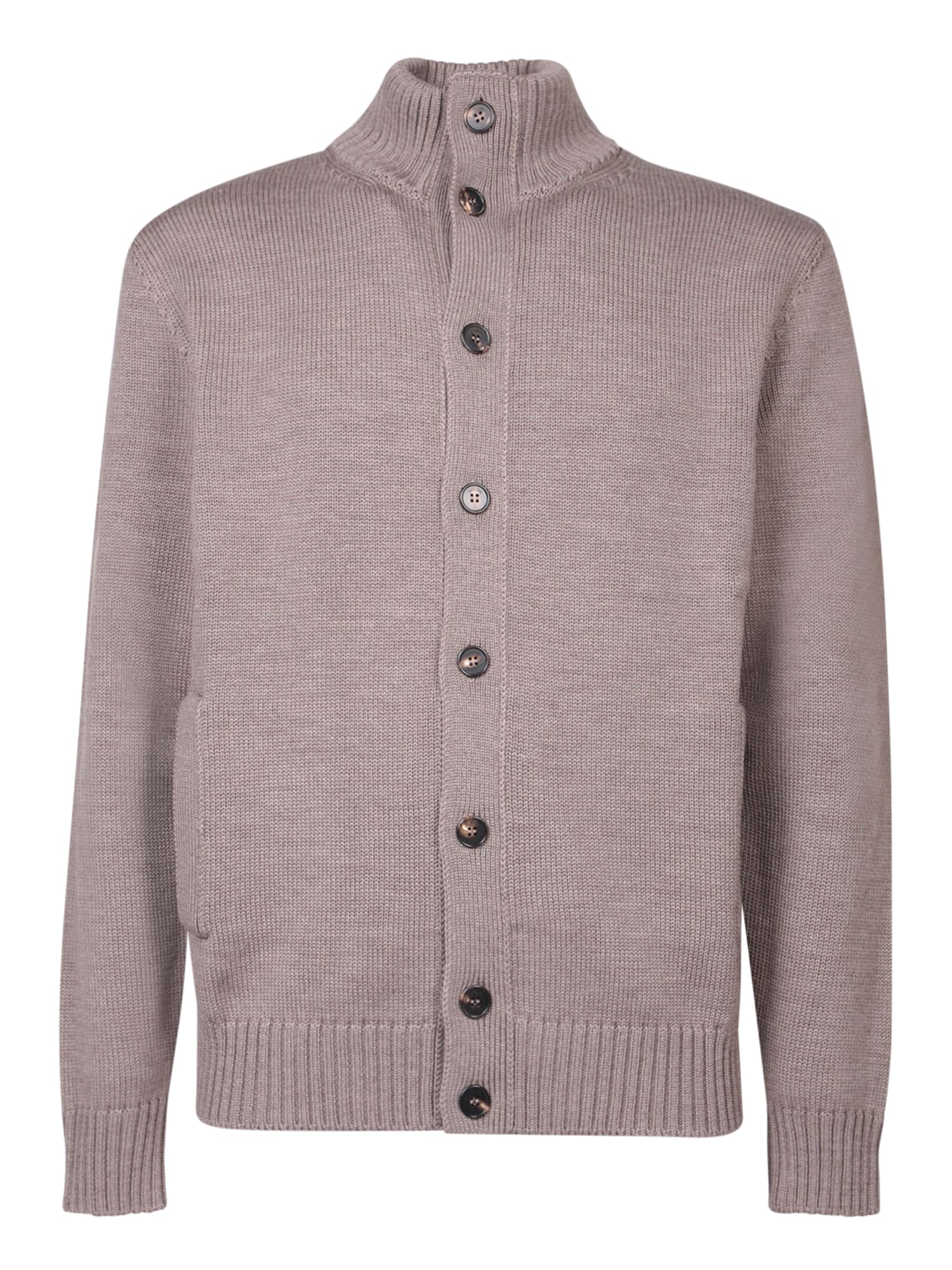 Shop Zanone Chioto Taupe Wool Cardigan In Beige