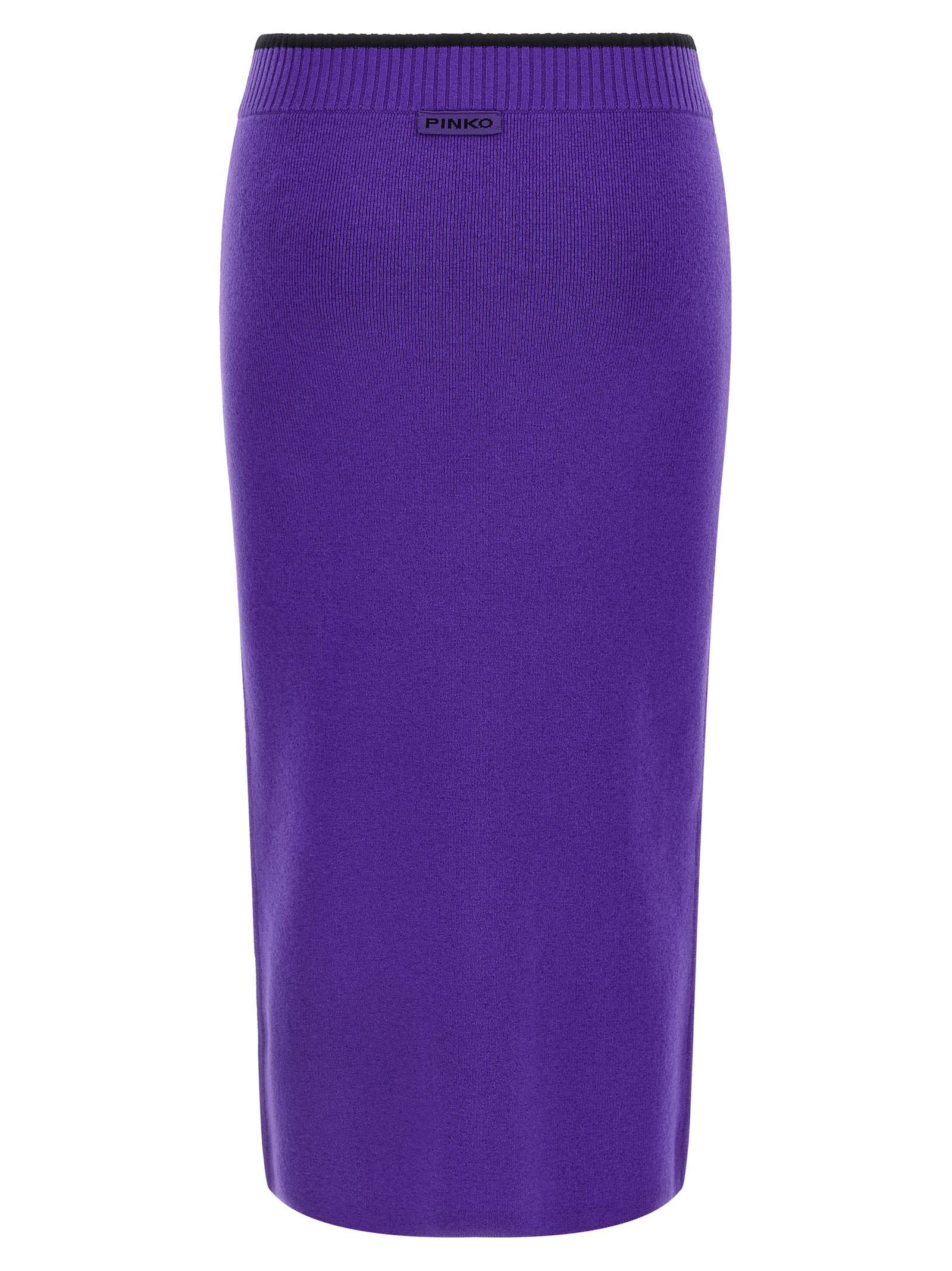 Pinko Fitted Midi Skirt With Ribbed Waistband In Purple
