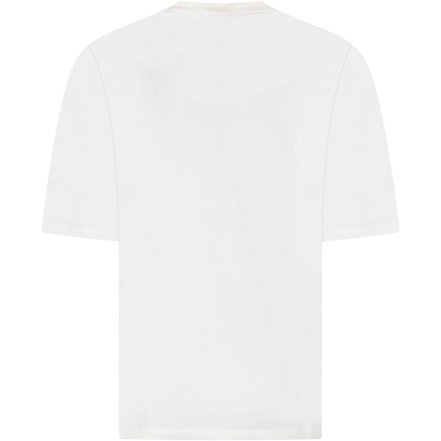 Shop Msgm Ivory T-shirt For Kids With Black Logo