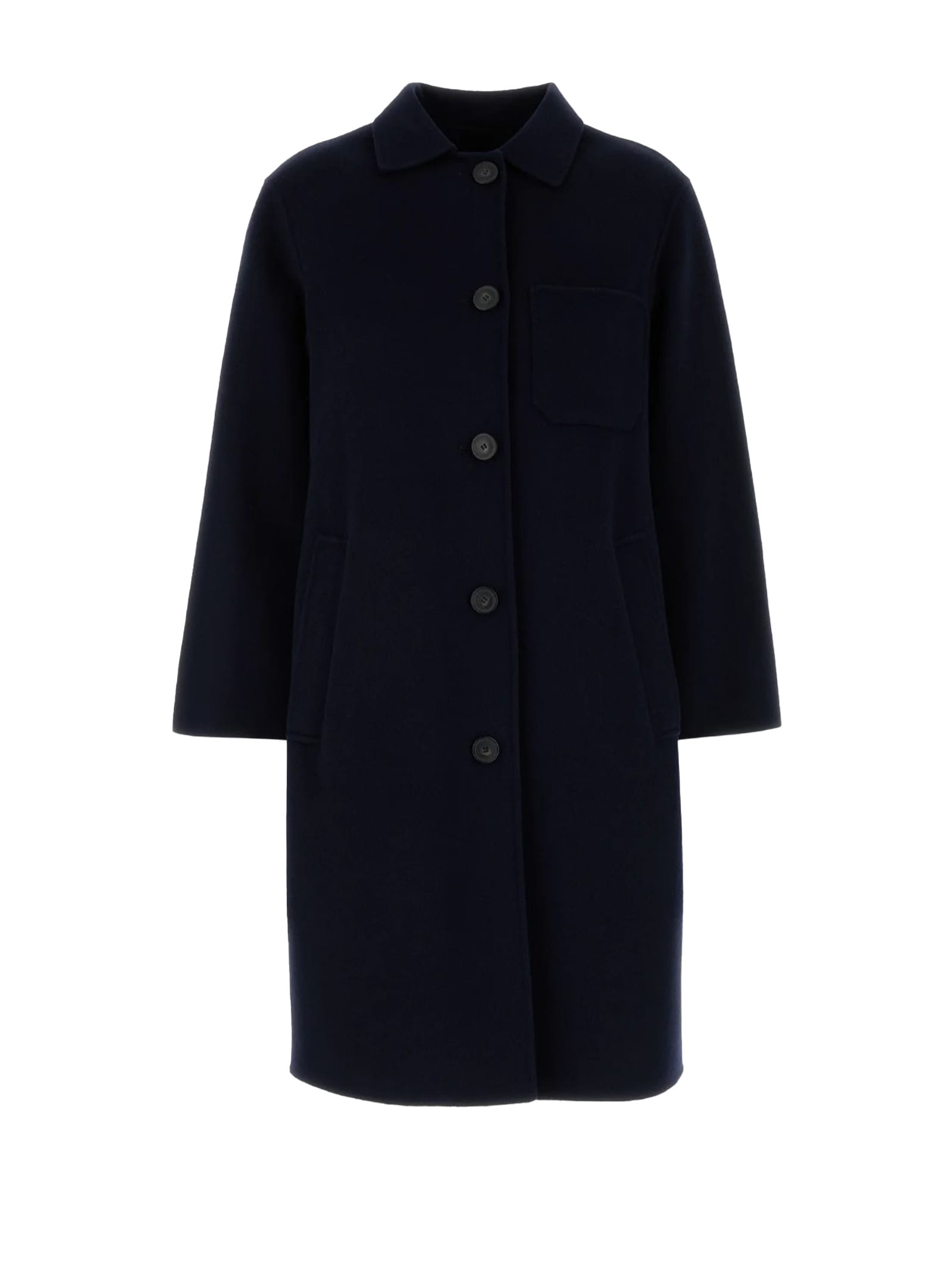 Weekend Max Mara Zenone Coat With Back Belt Detail In Black