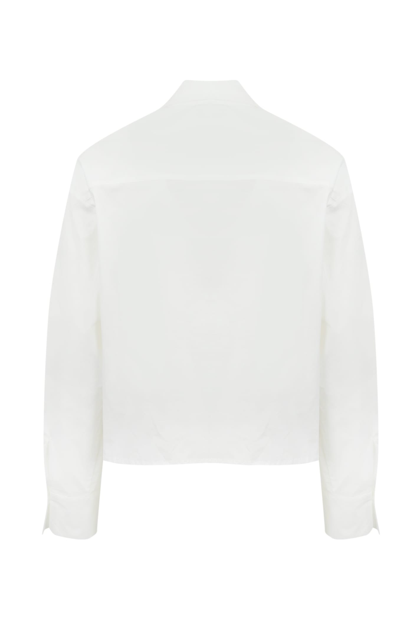 Twinset Cotton Poplin Shirt In Bianco Ottico