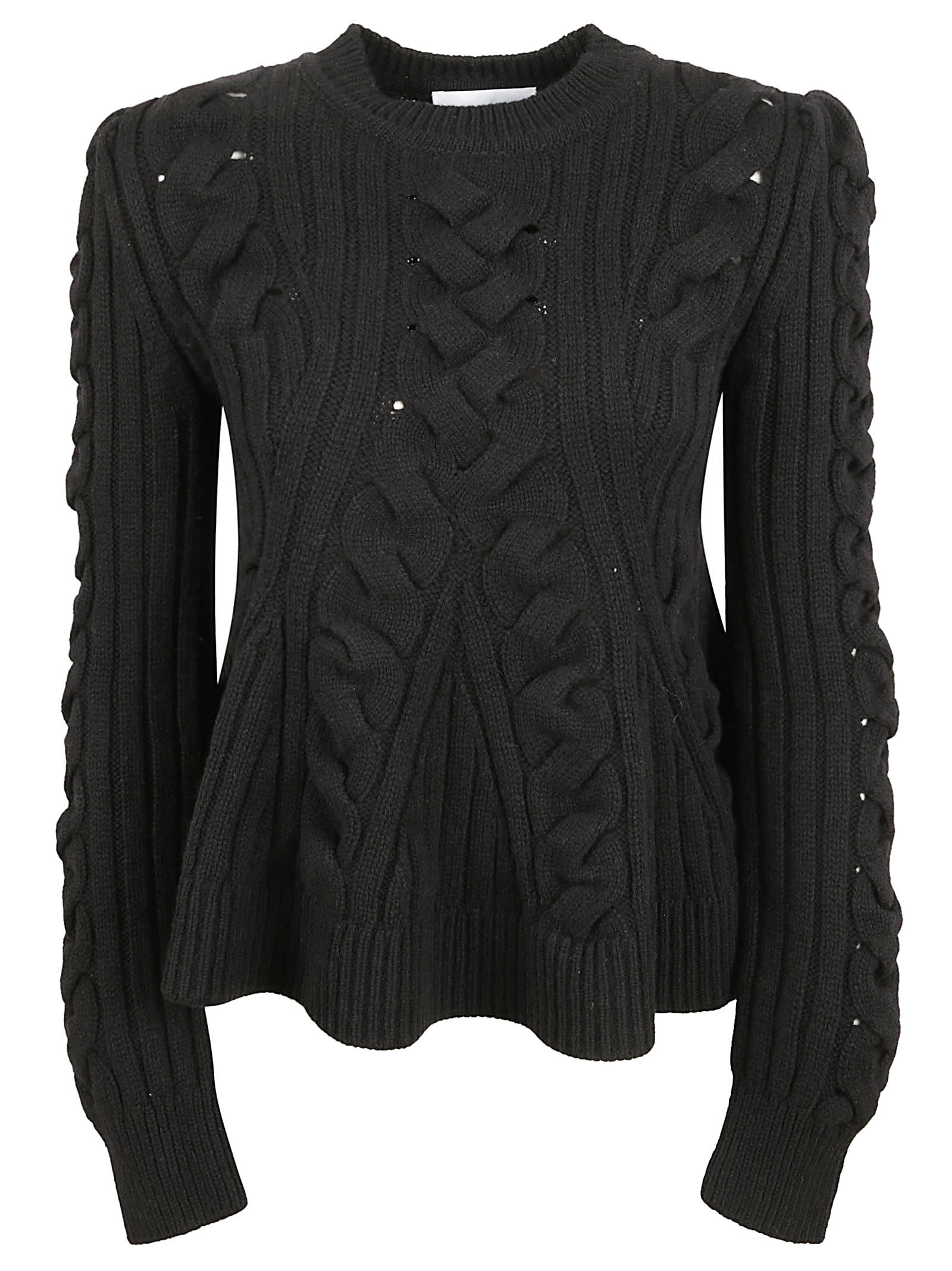 Alexander Mcqueen Cable-knit Wool Sweater In Black