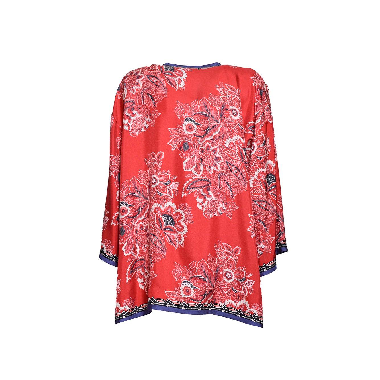Shop Etro Floral Printed Satin Jacket In Red