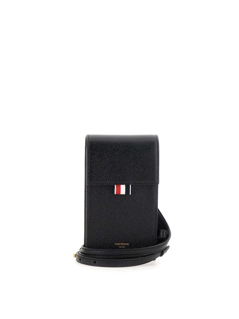 Thom Browne Crossbody Fold Holder Leather Bag In Black