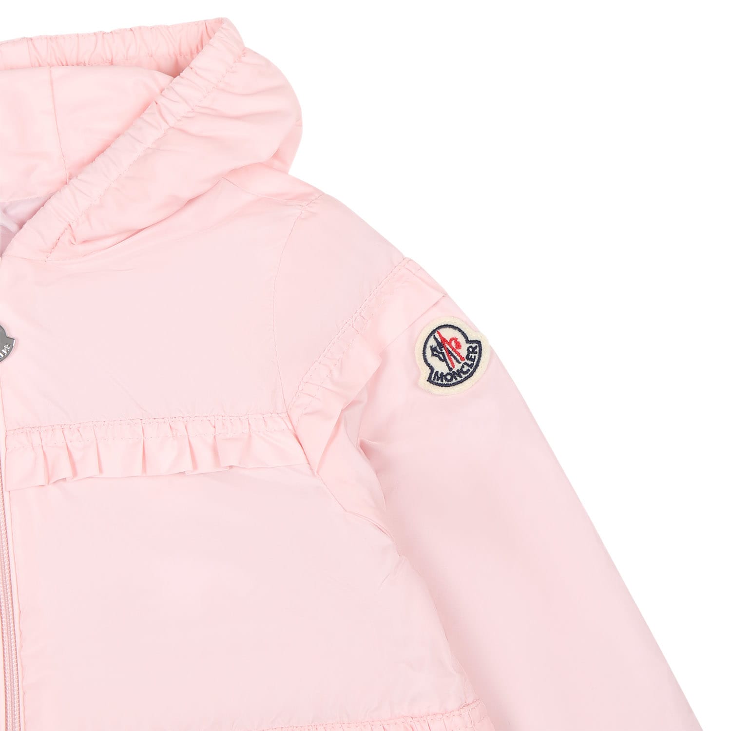 Shop Moncler Pink Hiti Windbreaker For Baby Girl With Logo In 50