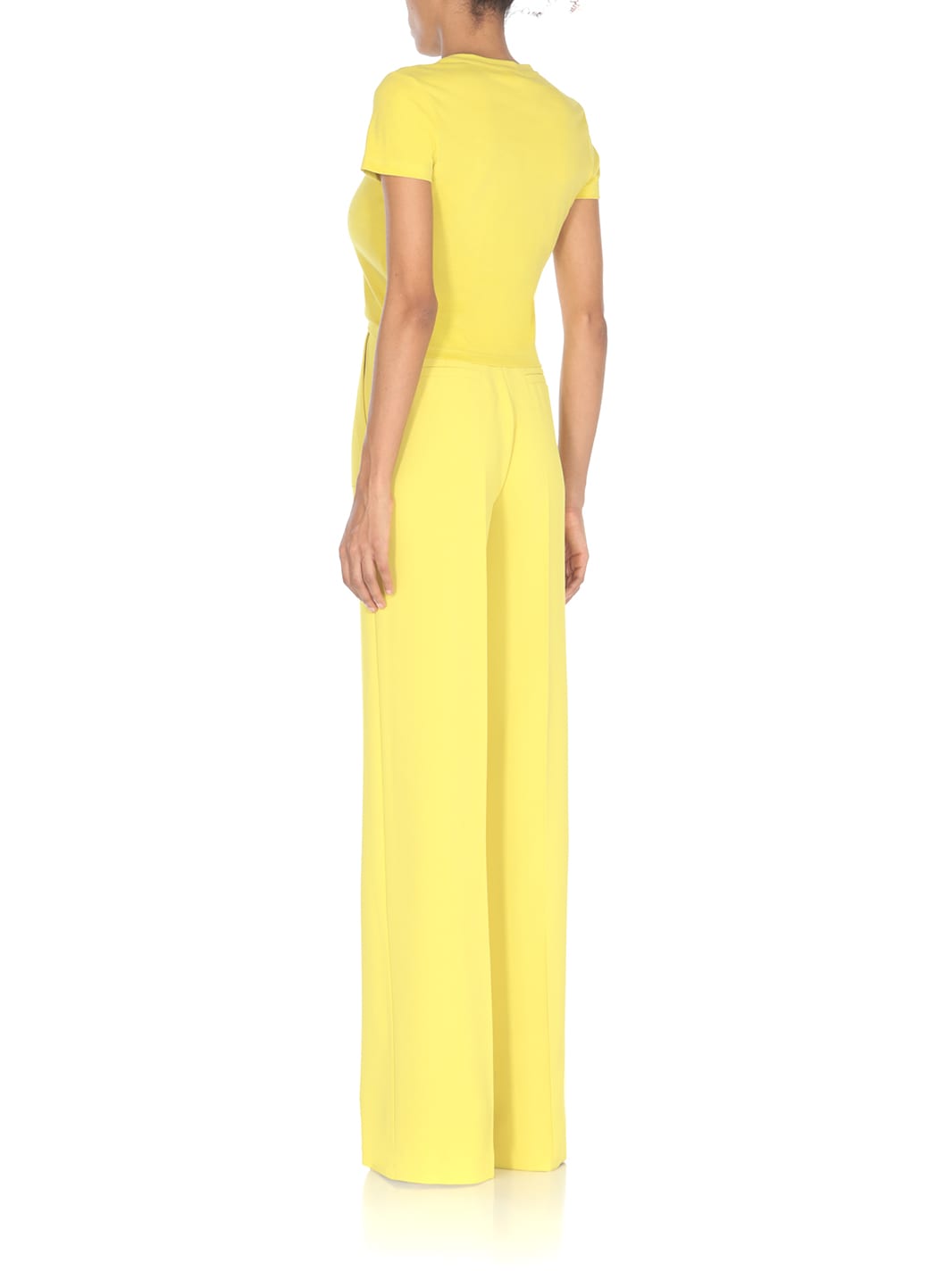 Elisabetta Franchi Wide-leg Crepe Trousers In Yellow