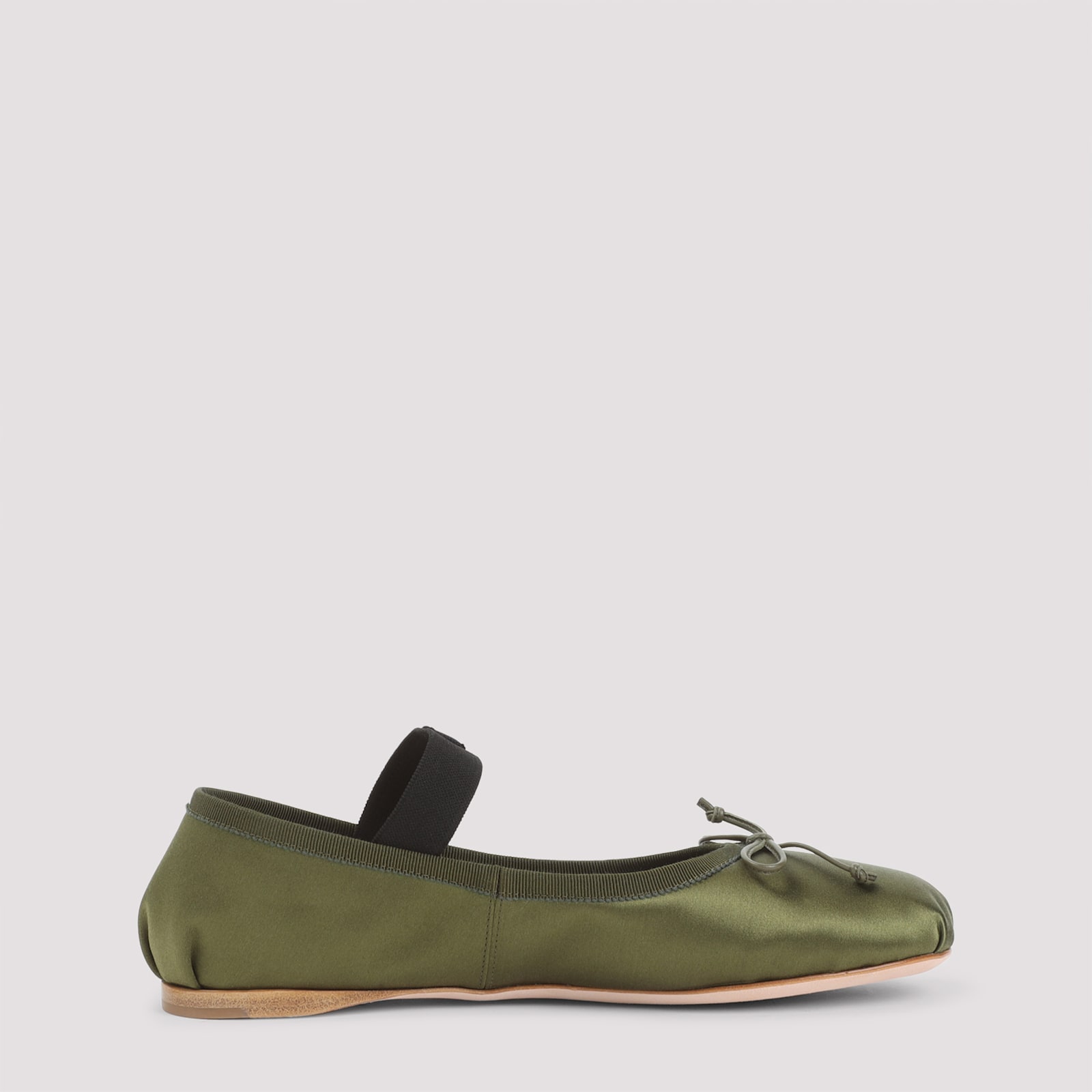 Olive Green Satin Ballerinas