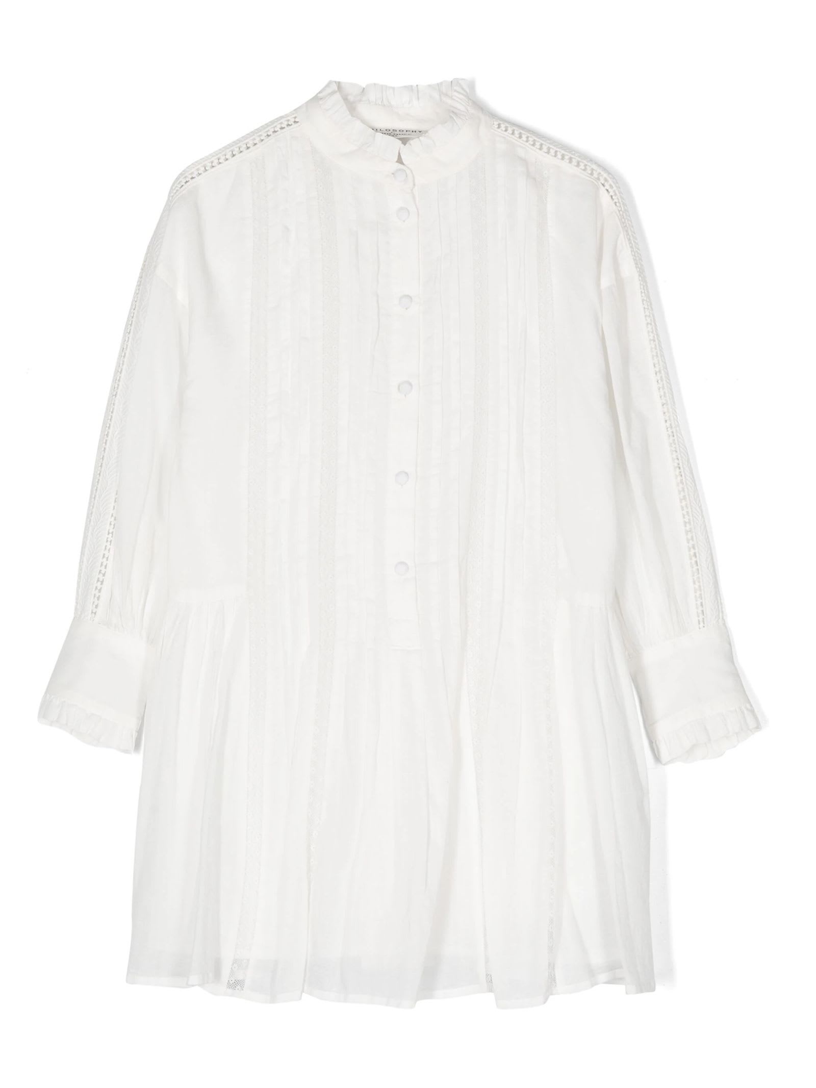 Philosophy Di Lorenzo Serafini Pintuck-detail Cotton Dress In Bianco