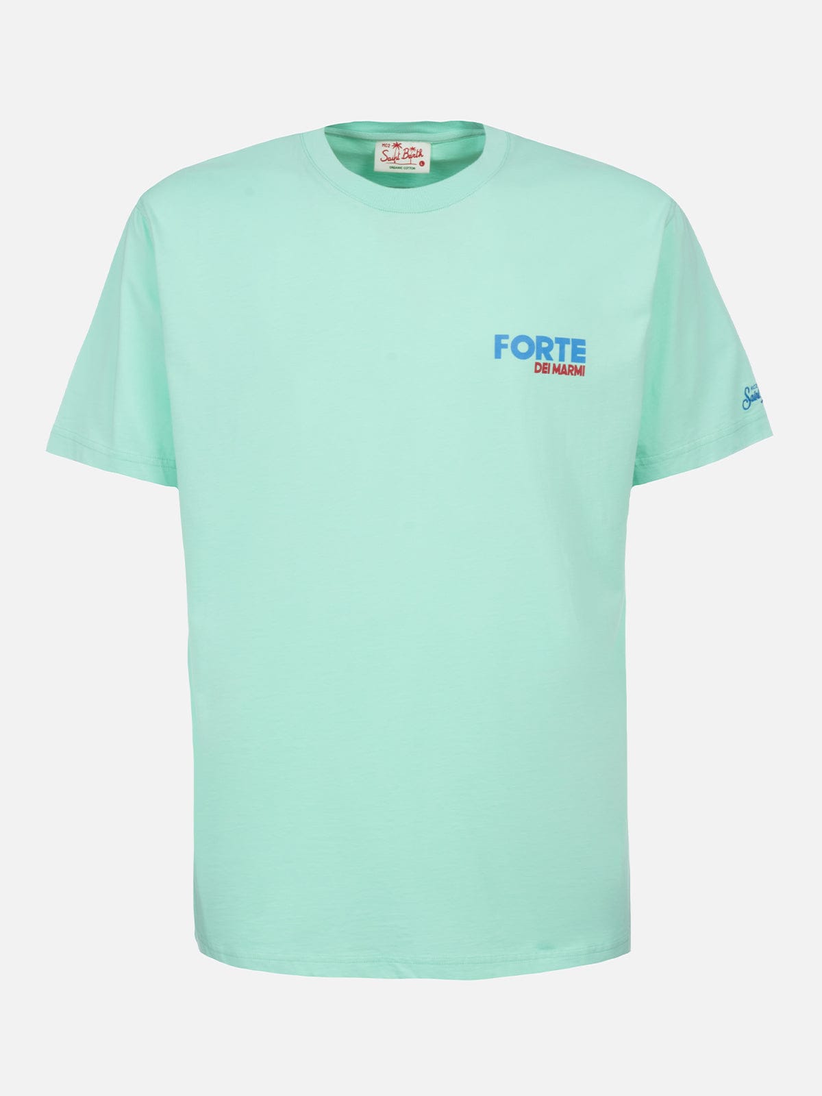 MC2 SAINT BARTH MAN COTTON T-SHIRT WITH FORTE DEI MARMI POSTCARD PLACED PRINT