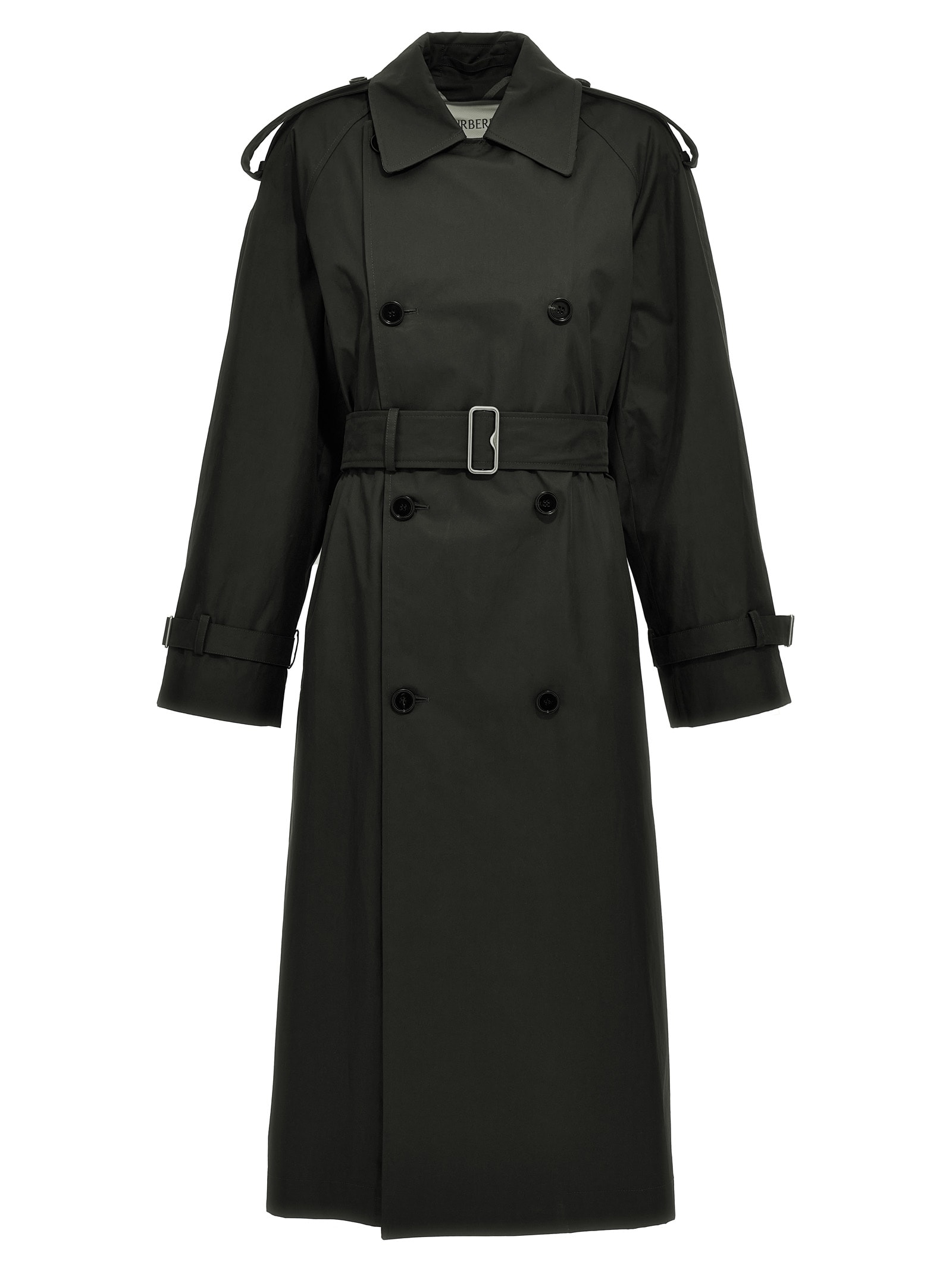 Shop Burberry Long Trench Coat In Black