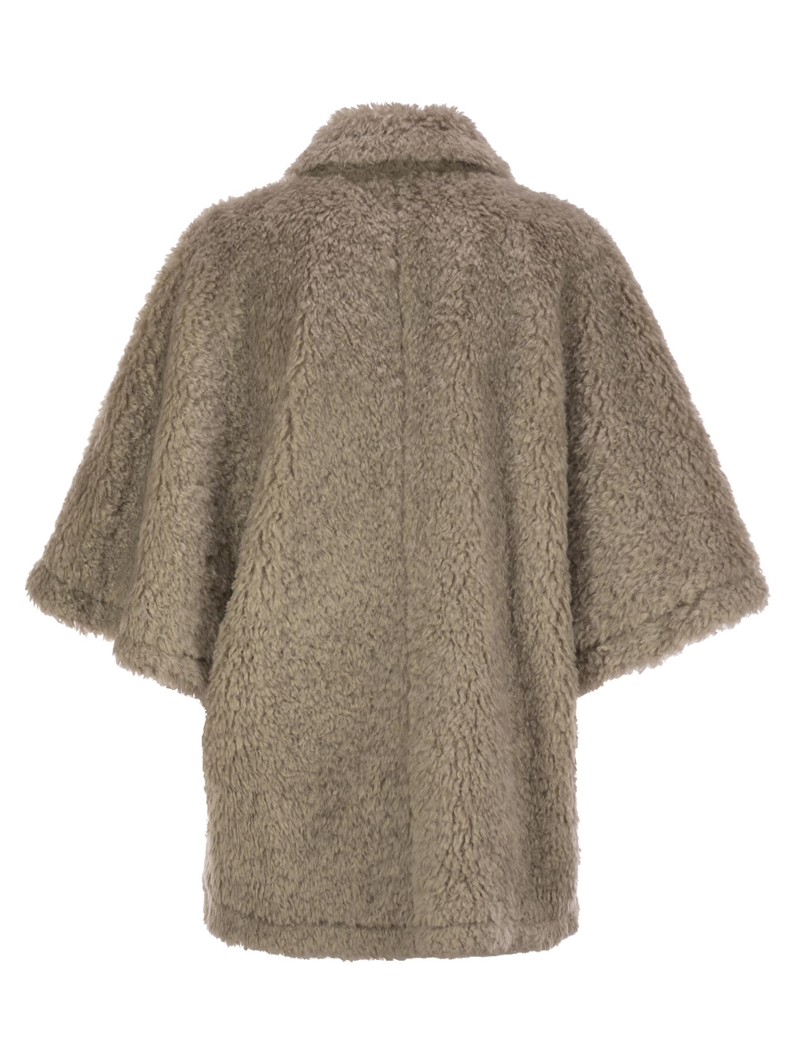 Shop Herno Curly Faux Fur Coat In Beige