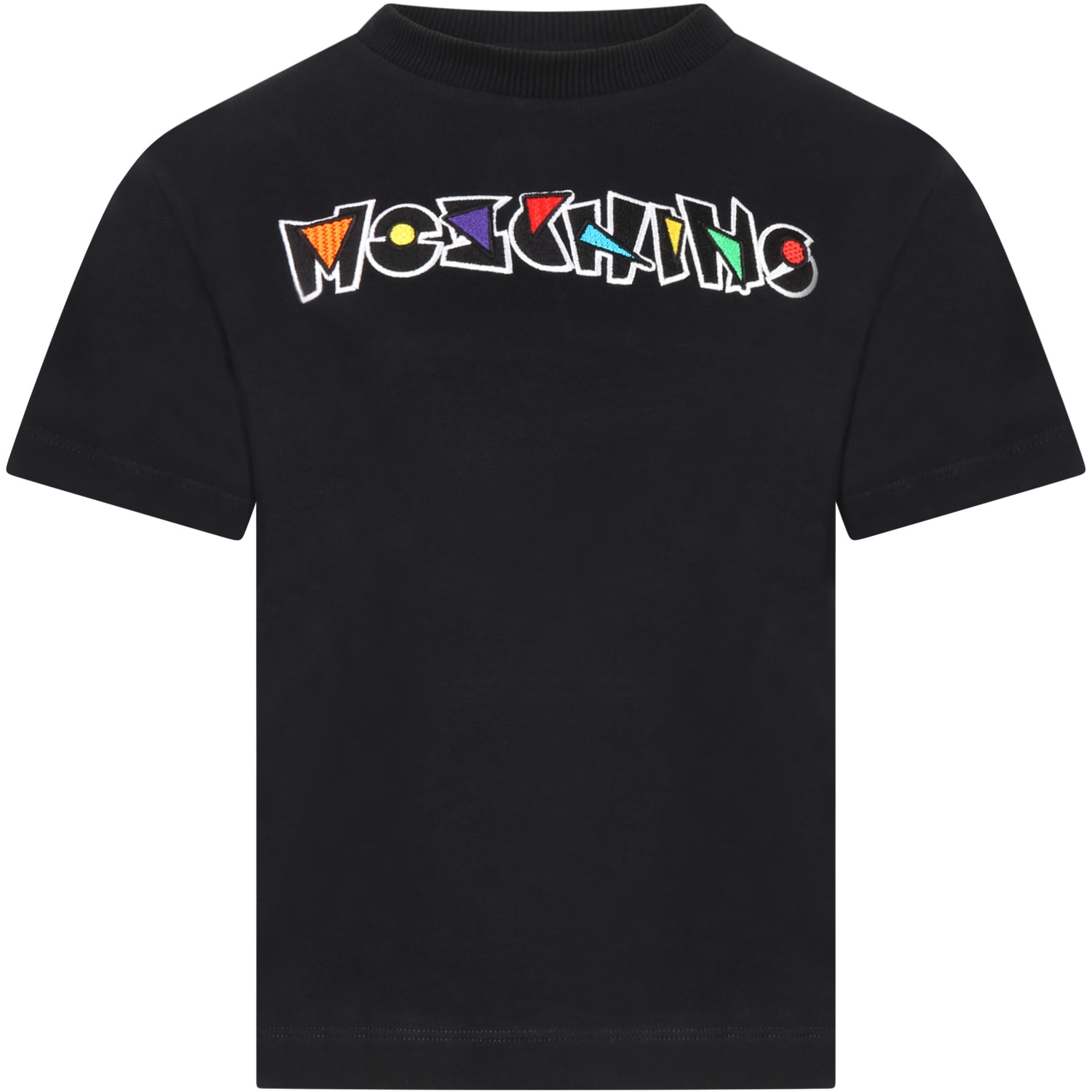 Moschino Black T-shirt For Kids With Logo