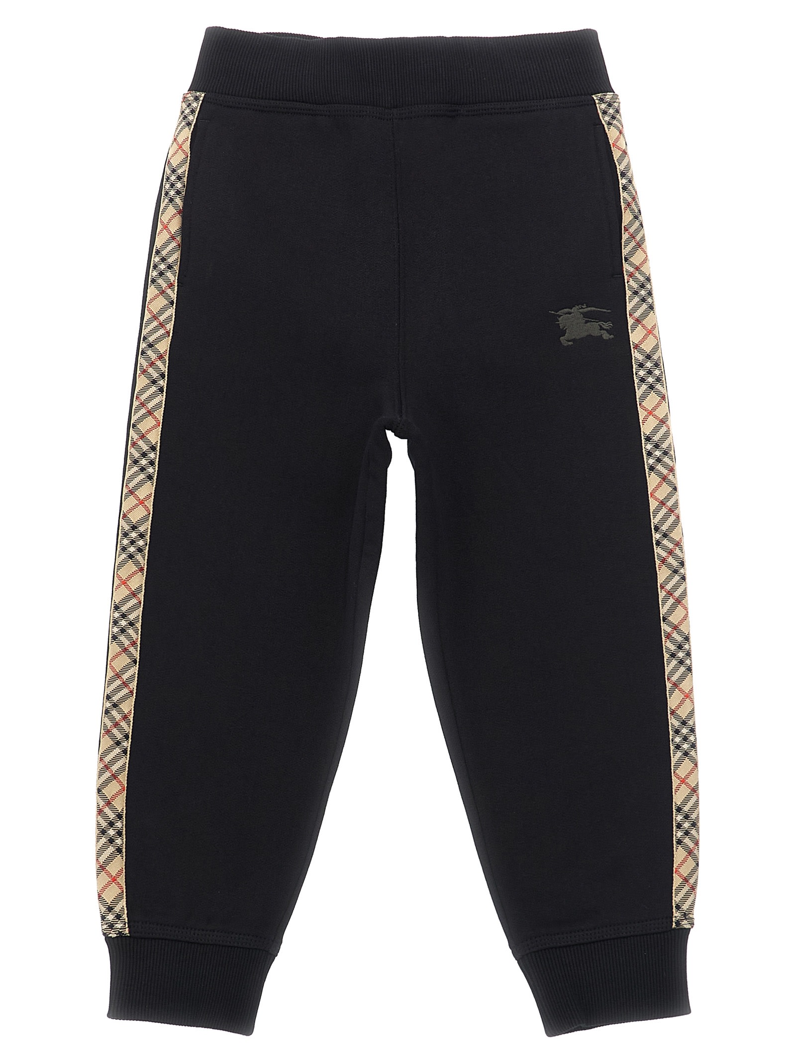 Burberry Vintage Check Paneled Jersey Sweatpants In Black