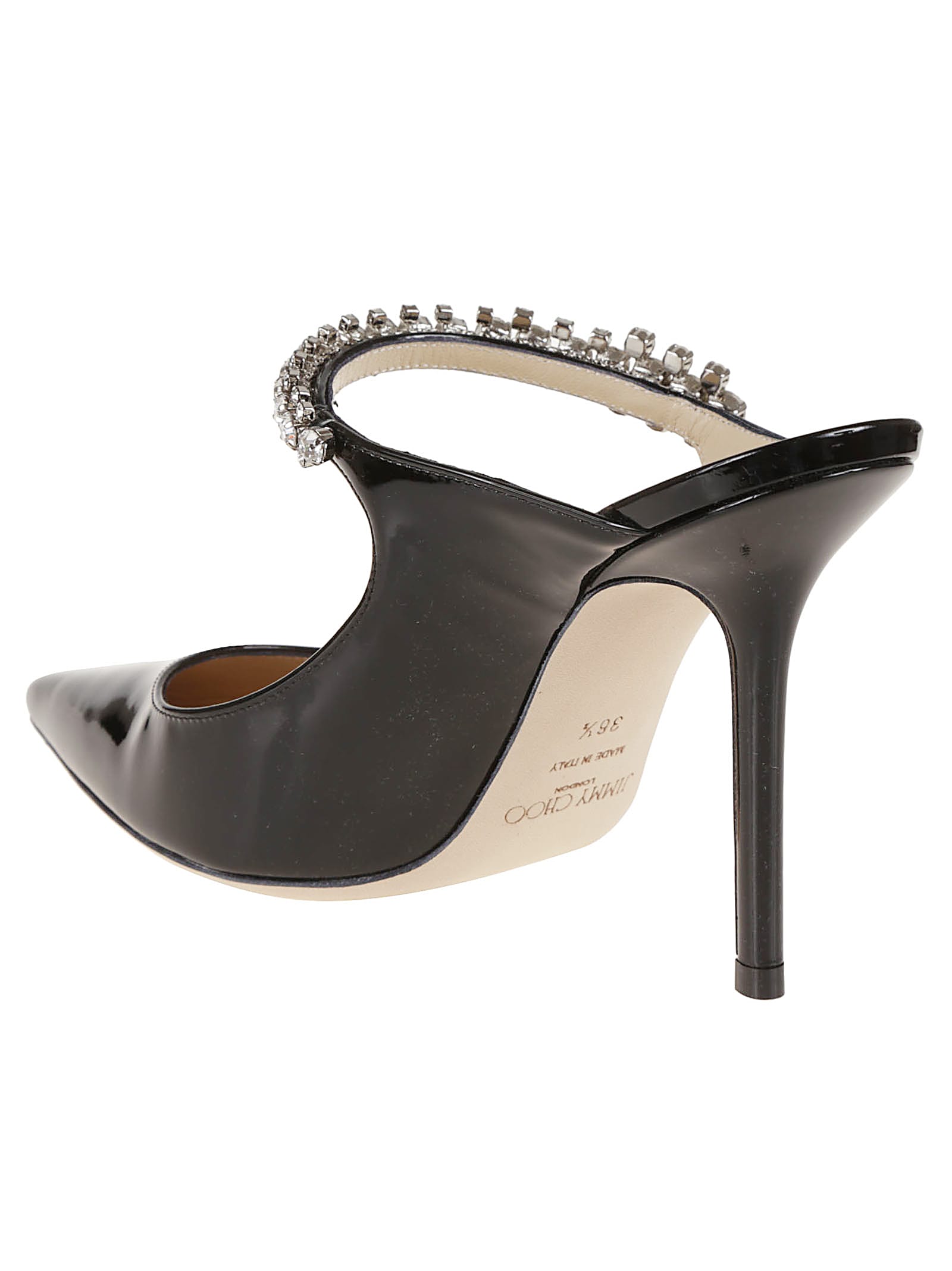 Jimmy Choo Crystal Strap Embellished Mules With 10cm Heel In Black