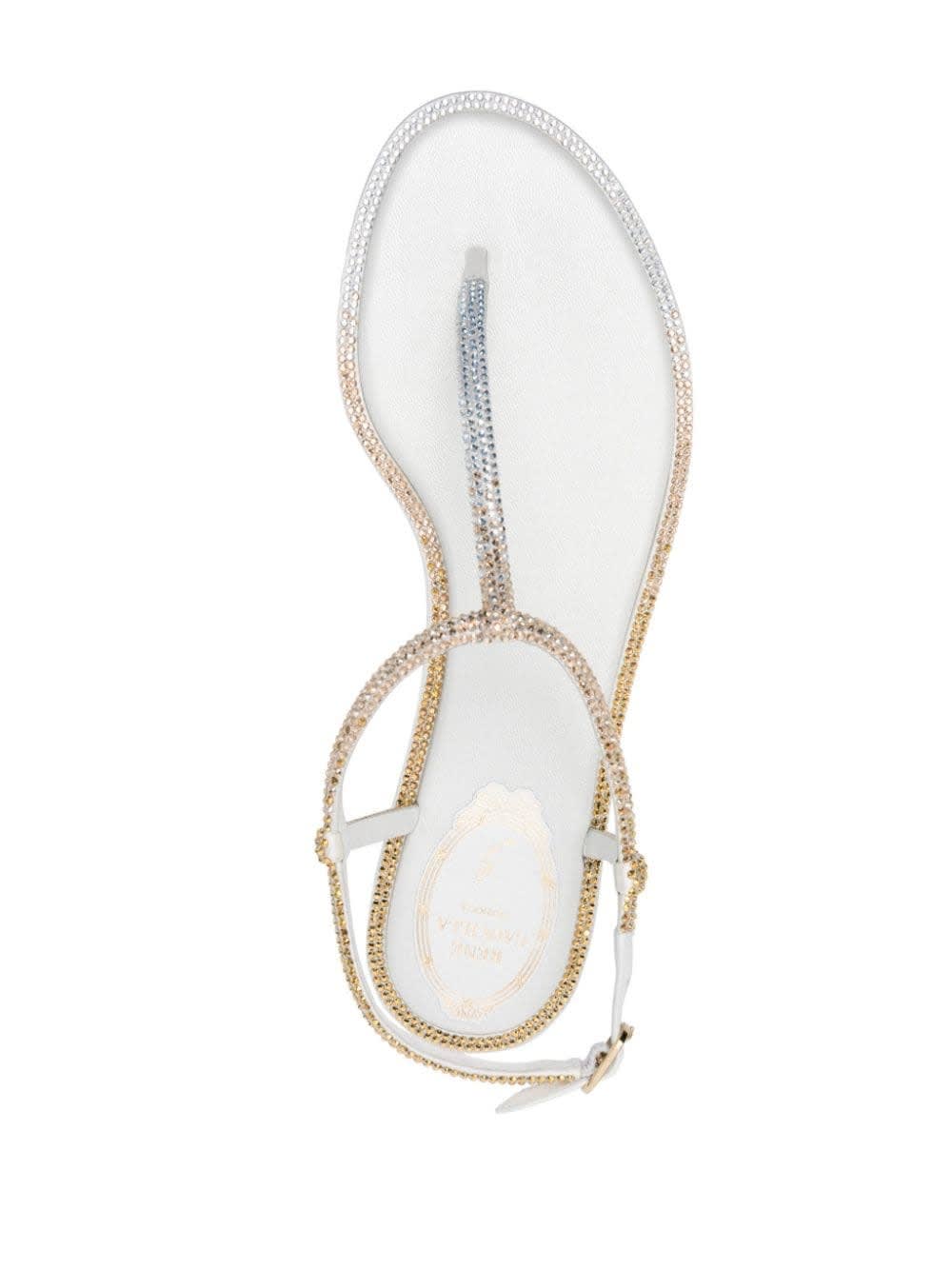 RENÉ CAOVILLA IVORY DIANA SANDAL WITH GOLD AND SILVER CRYSTALS 10 