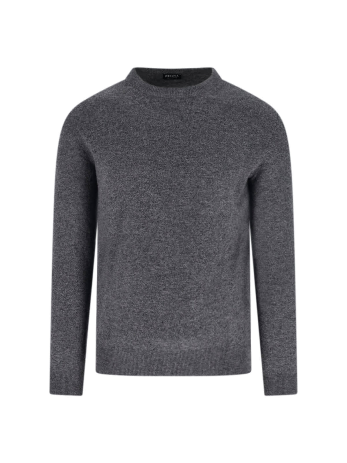 Zegna Soft Texture Long Sleeve Crew Neck Sweater In Gray