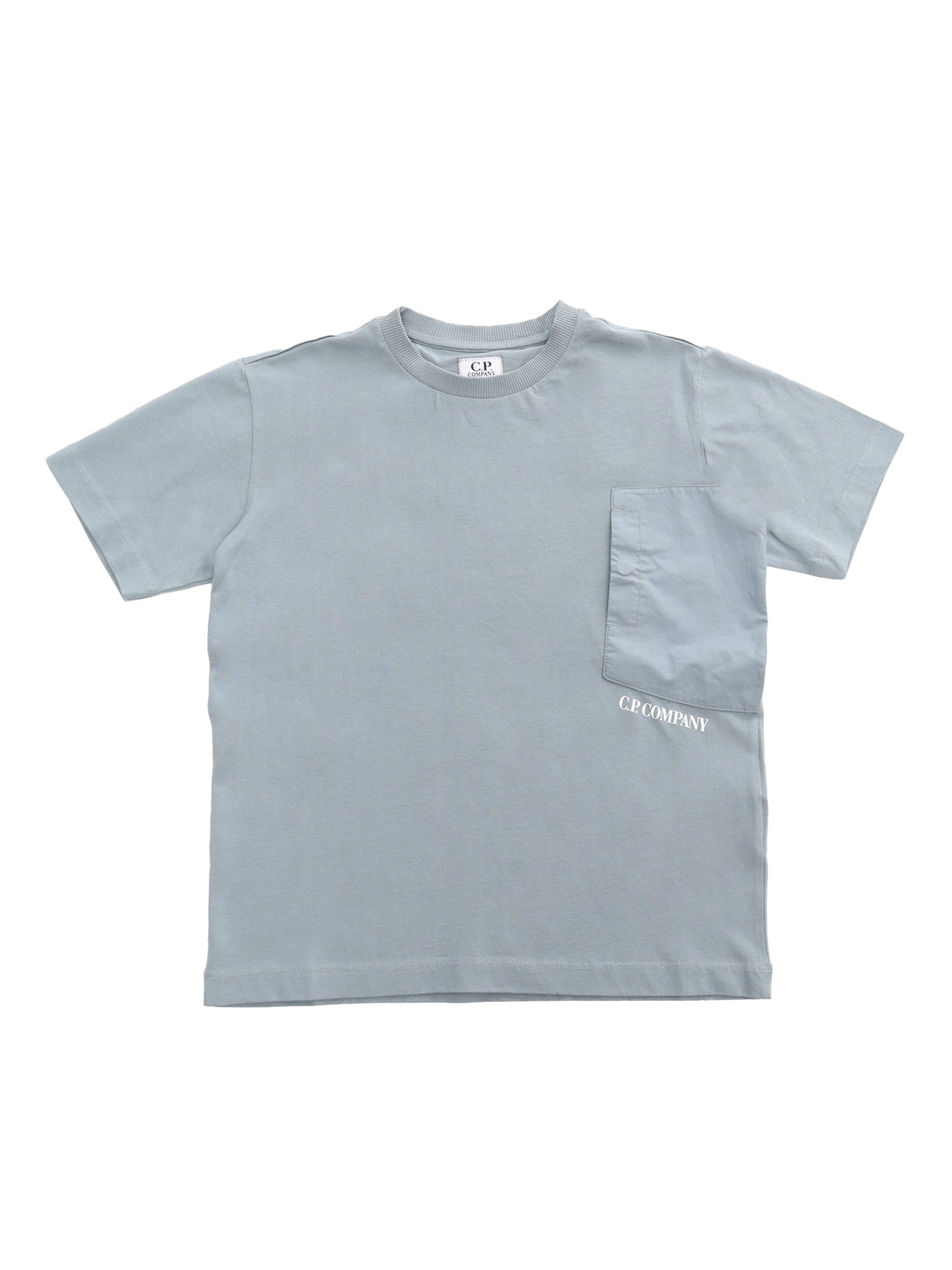 C.p. Company Undersixteen Kids' Gray T-shirt With Pocket In Blue
