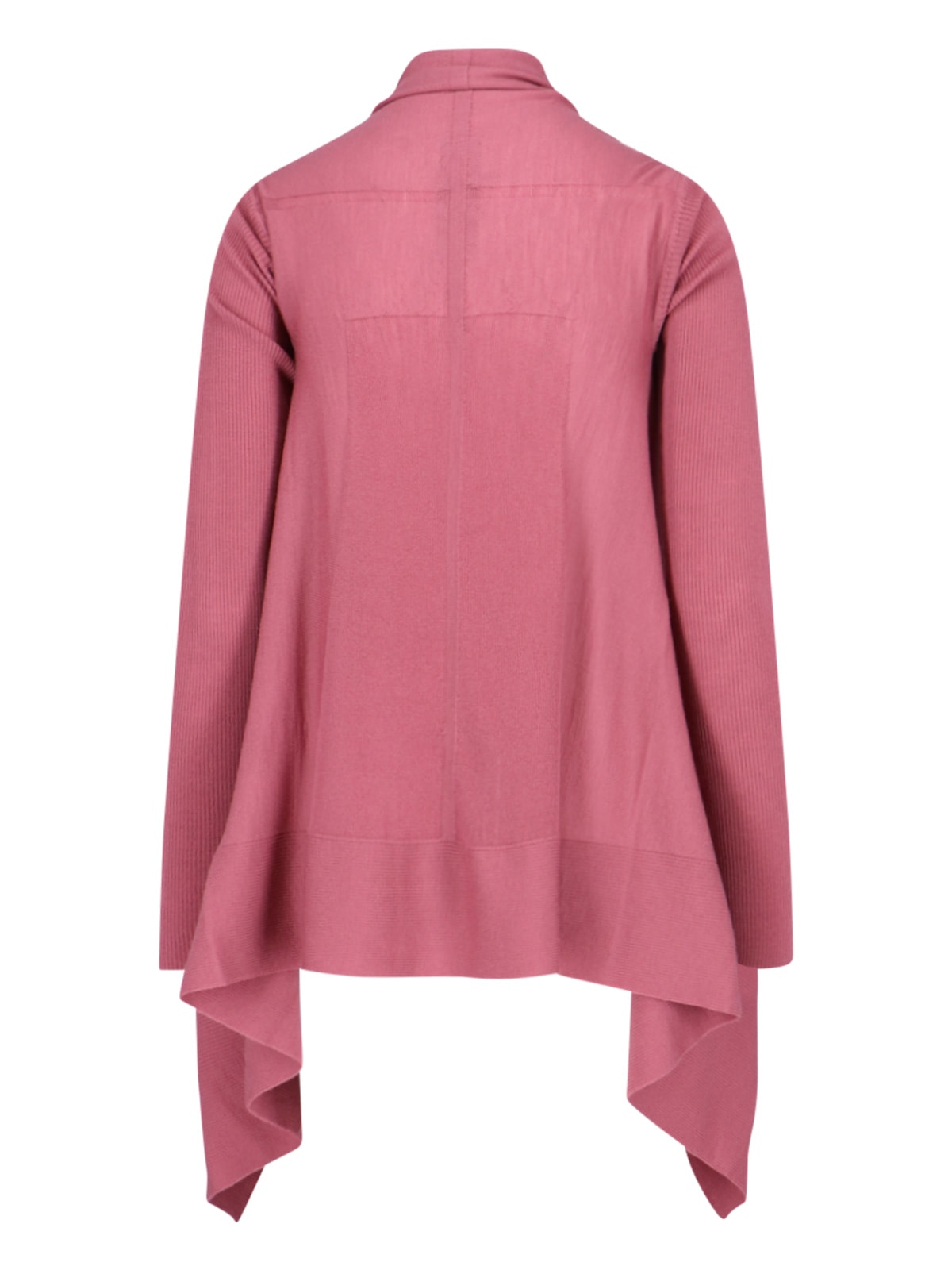 Shop Rick Owens Asymmetrical Virgin Wool Cardigan In Pink