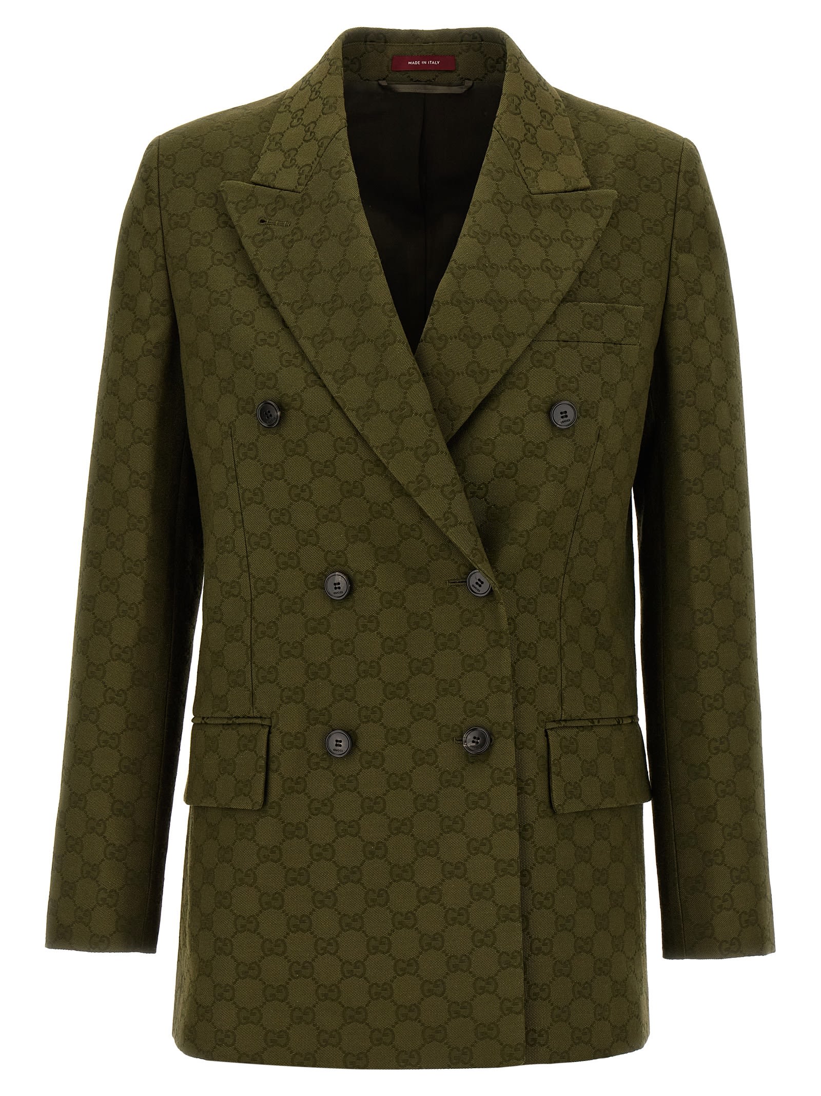 Gucci Gg Fabric Double-breasted Jacket In Green