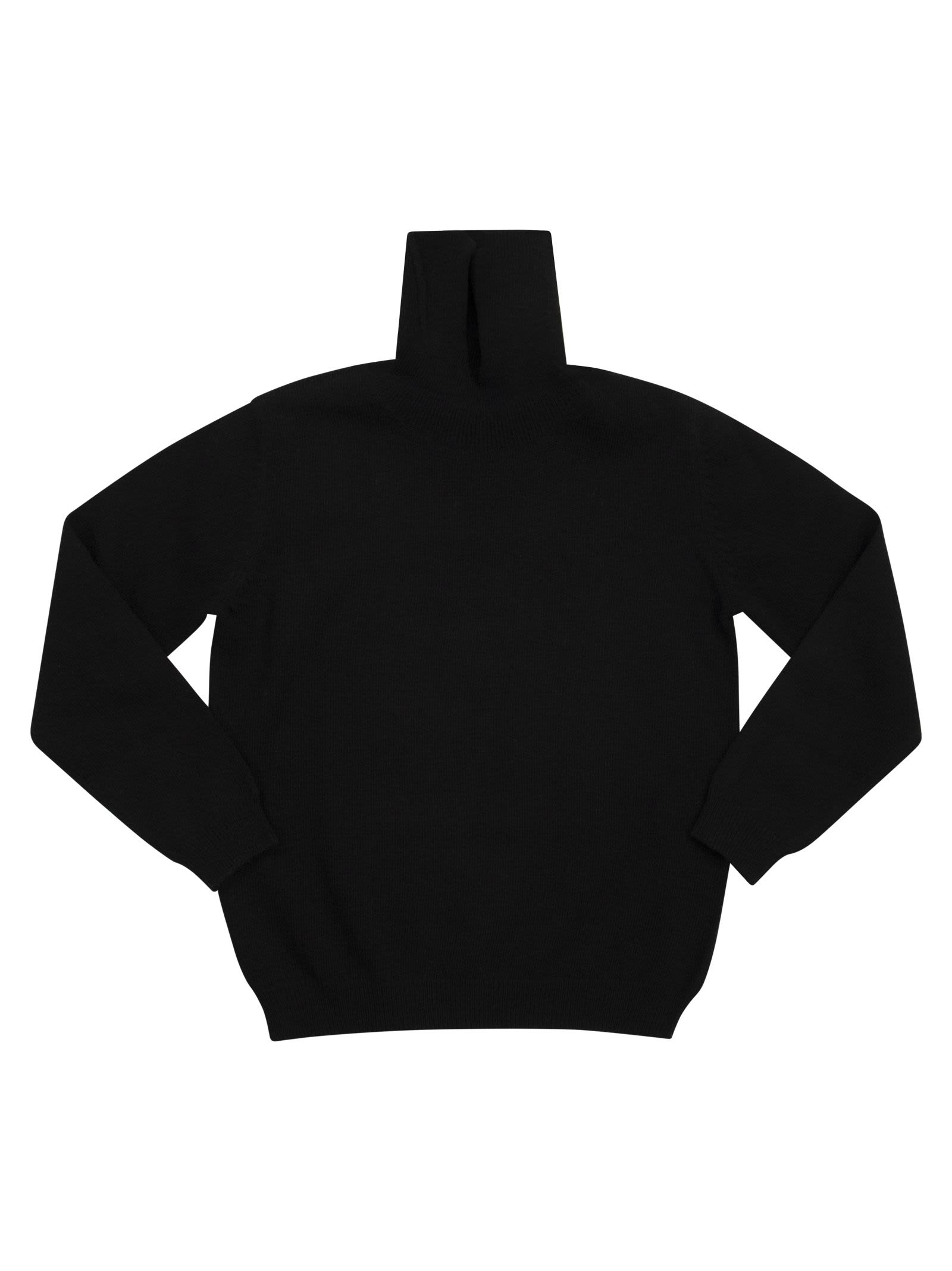 Il Gufo Kids' Turtleneck Sweater In Virgin Wool In Black