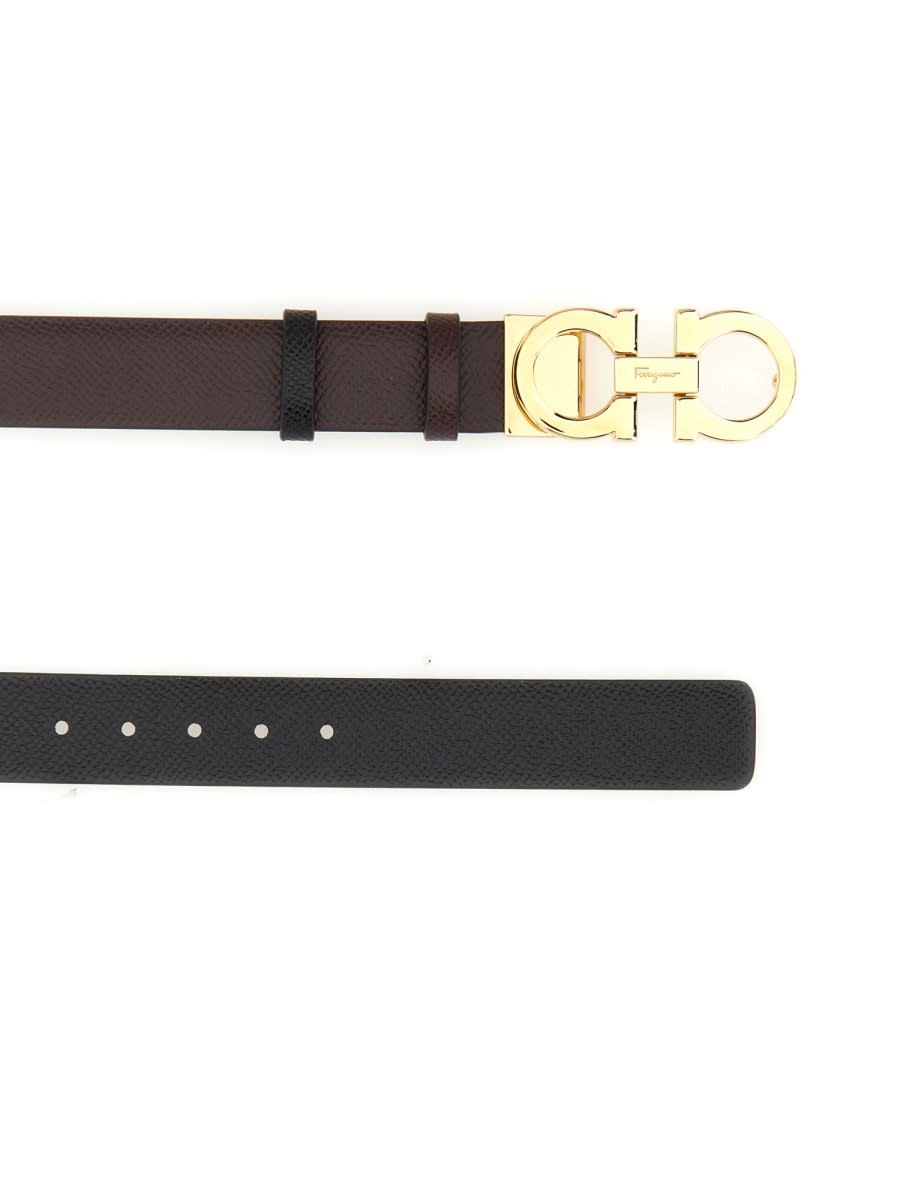 Shop Ferragamo Reversible Hooks Belt In Brown