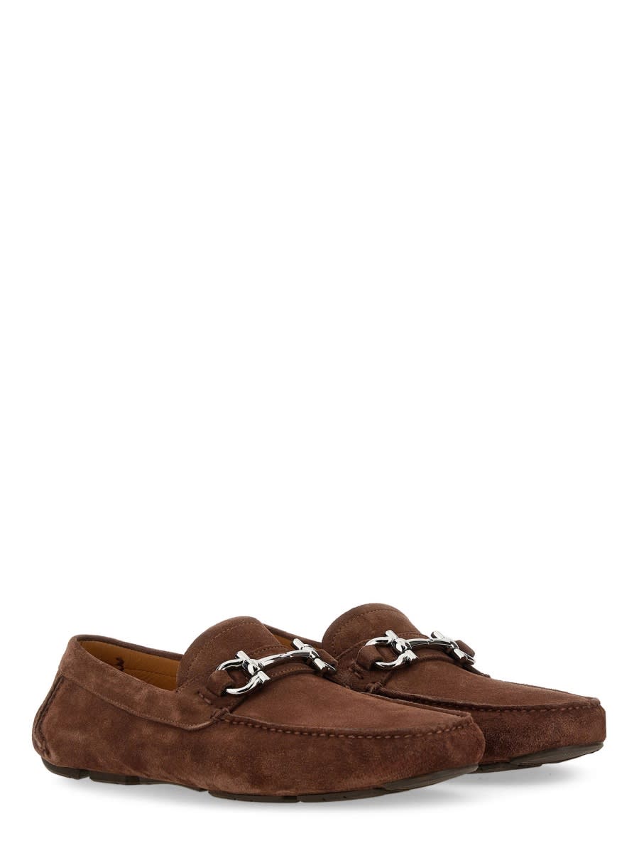 Shop Ferragamo Moccasin Ornament Gancini In Brown