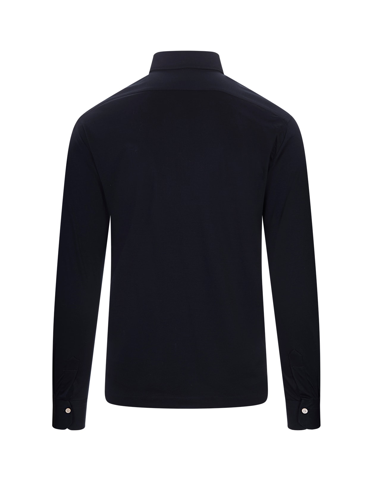 Shop Kiton Long-sleeved Polo Shirt In Navy Blue Jersey