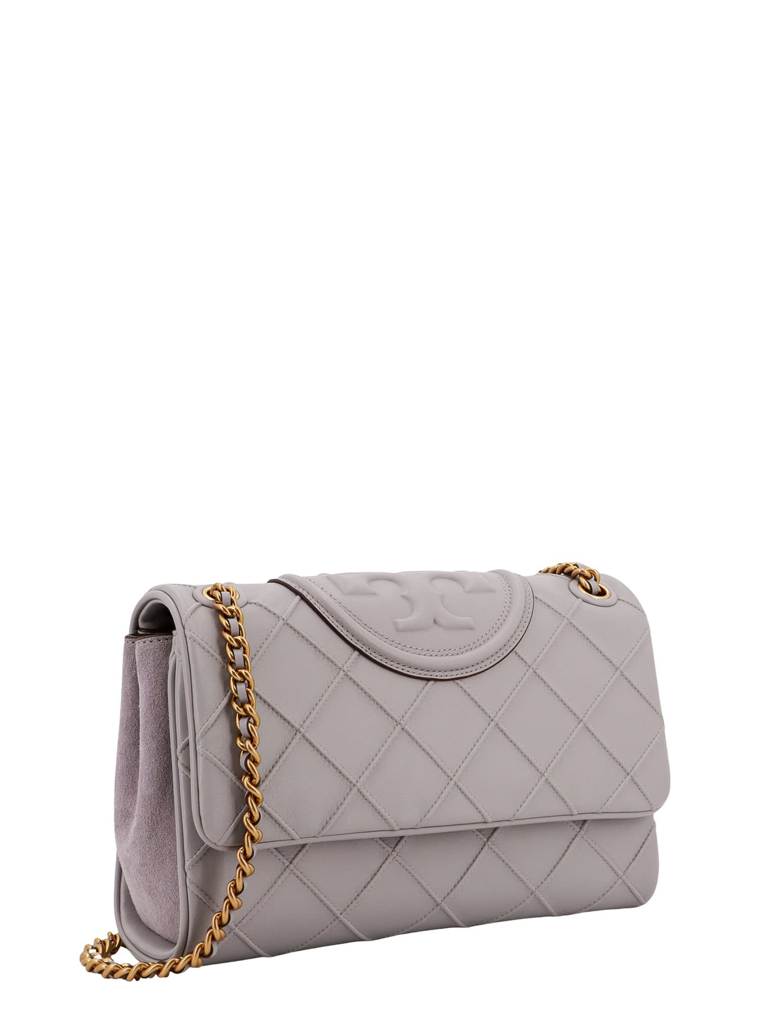 Shop Tory Burch Fleming Shoulder Bag In Grey