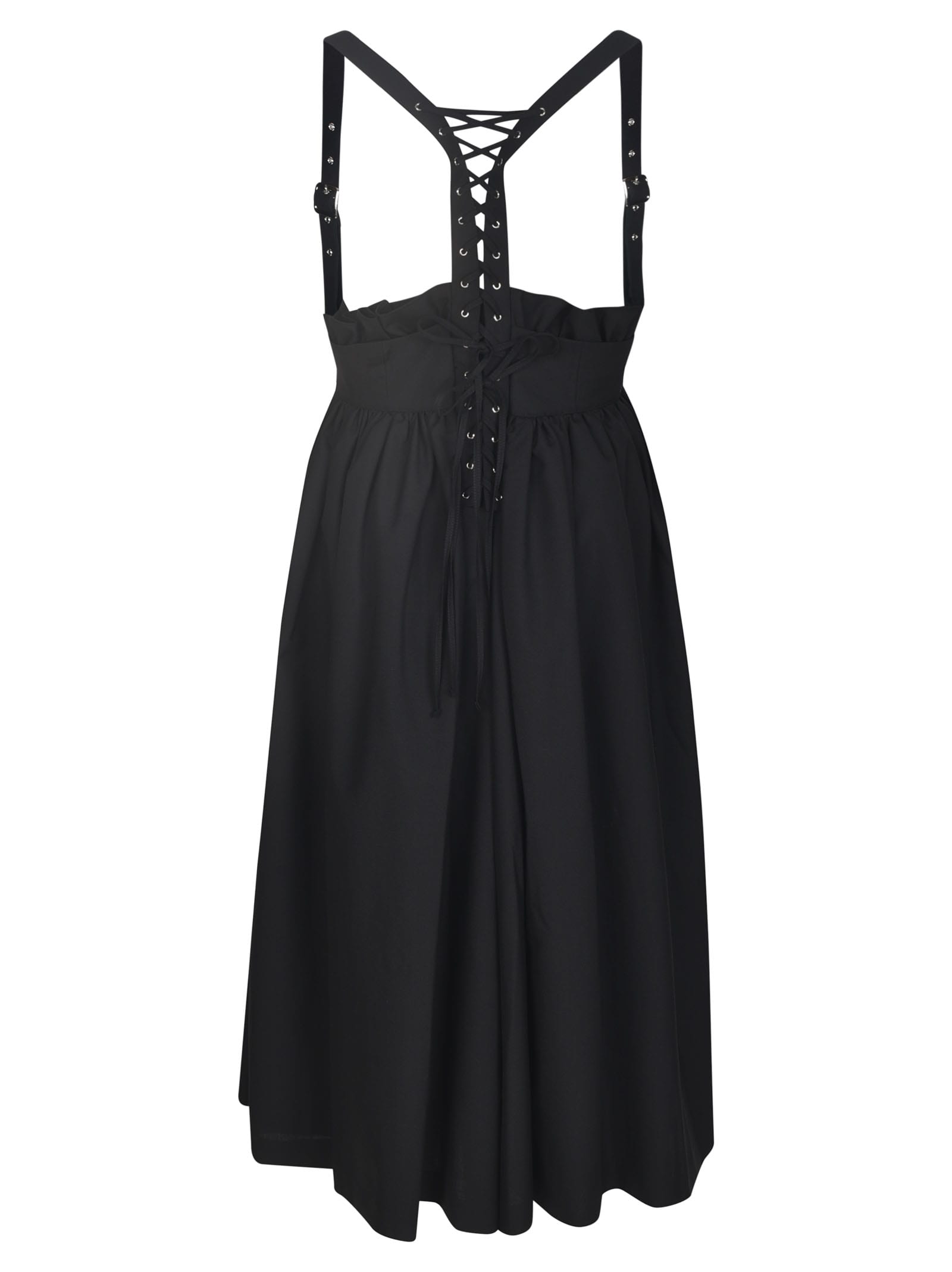 Shop Comme Des Garçons Ruffle Detail Flare Buckled Dress In Black
