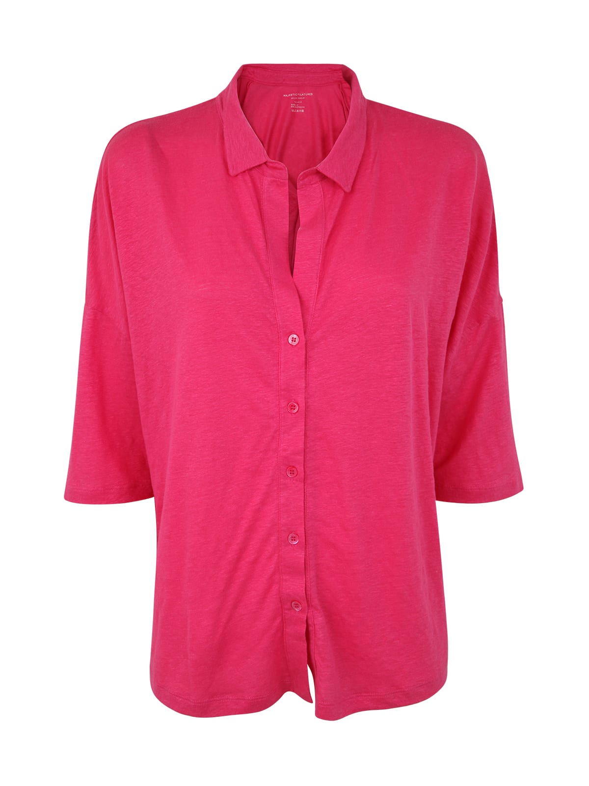 Shop Majestic 3/4 Sleeves Shirt In Flamingo