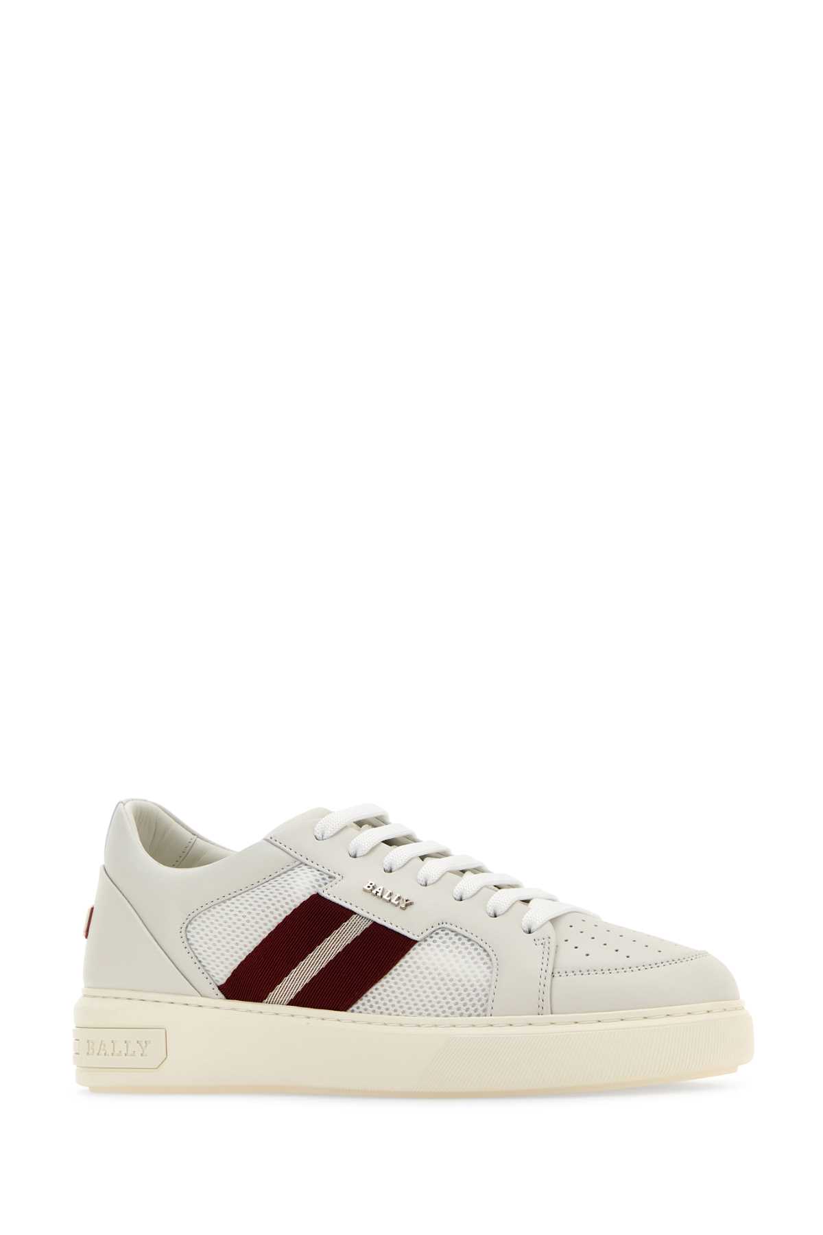 Shop Bally White Leather And Fabric Melys Sneakers In 0300white