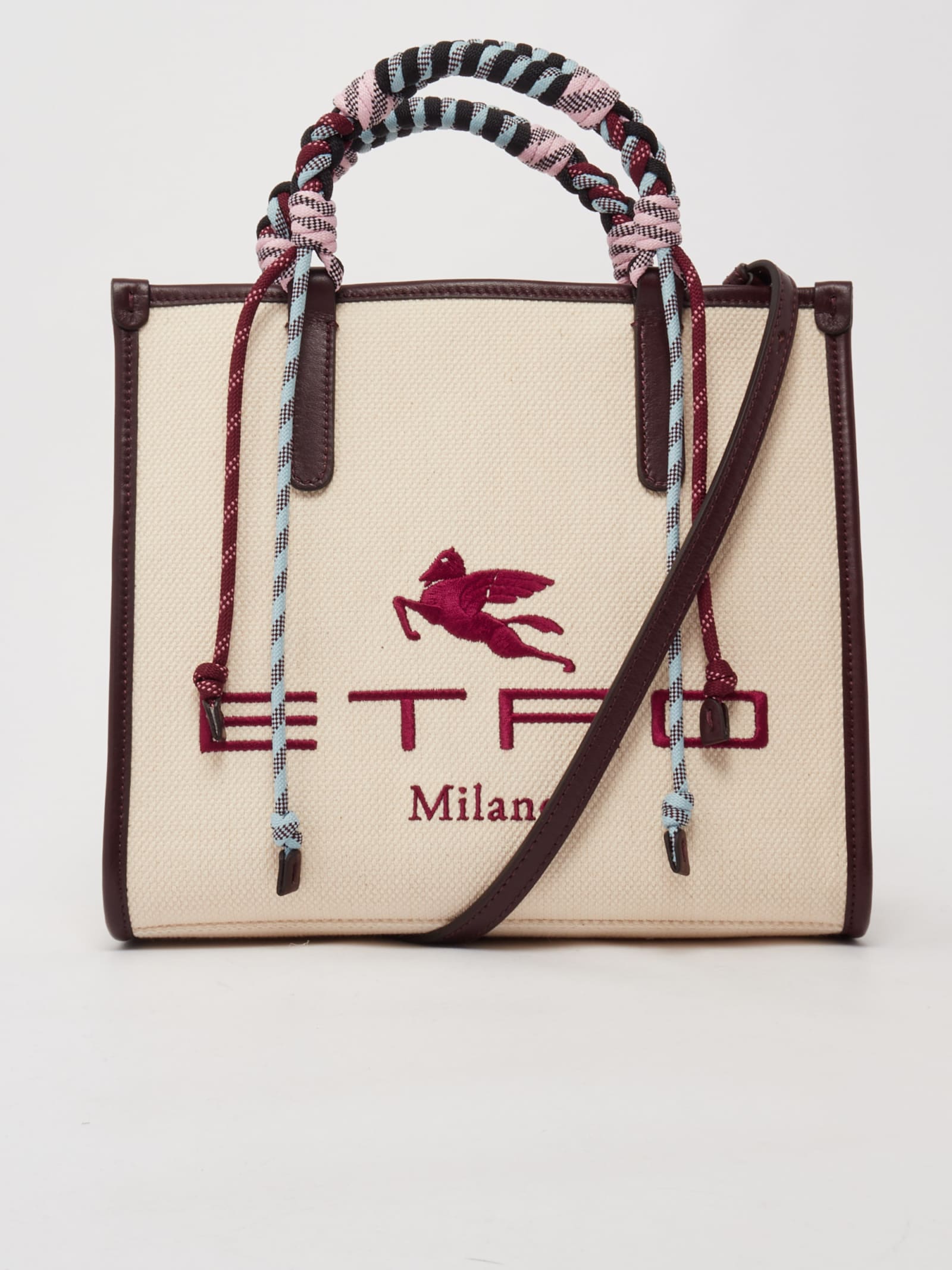 Etro Tote Bag With Embroidery In Nude & Neutrals