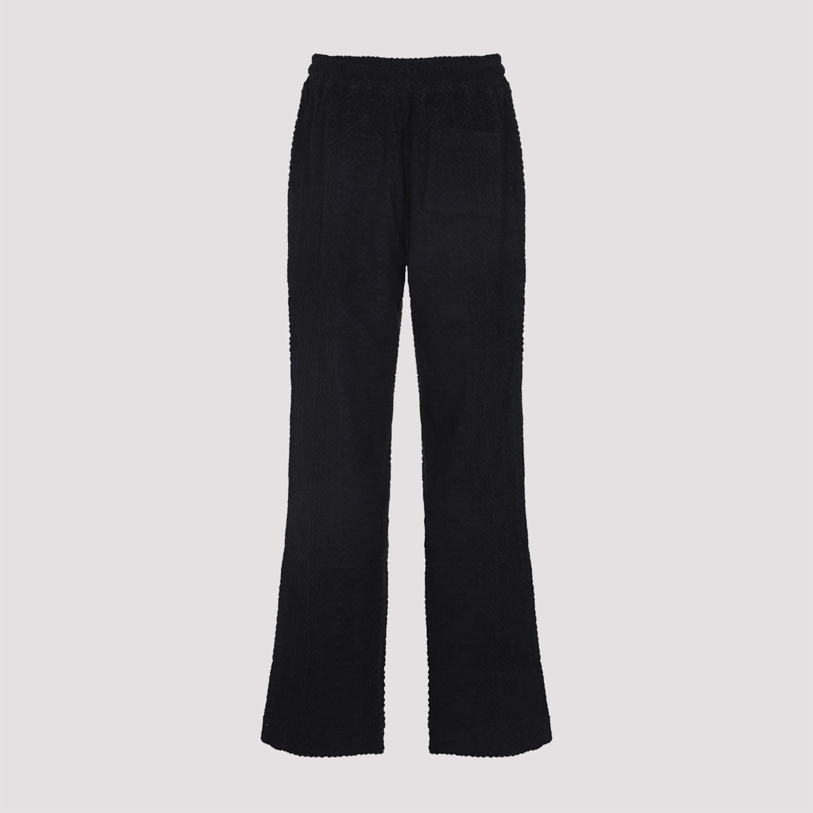 Casablanca Black Pants With All-over Embossed Monogram And Drawstring Waist In Black