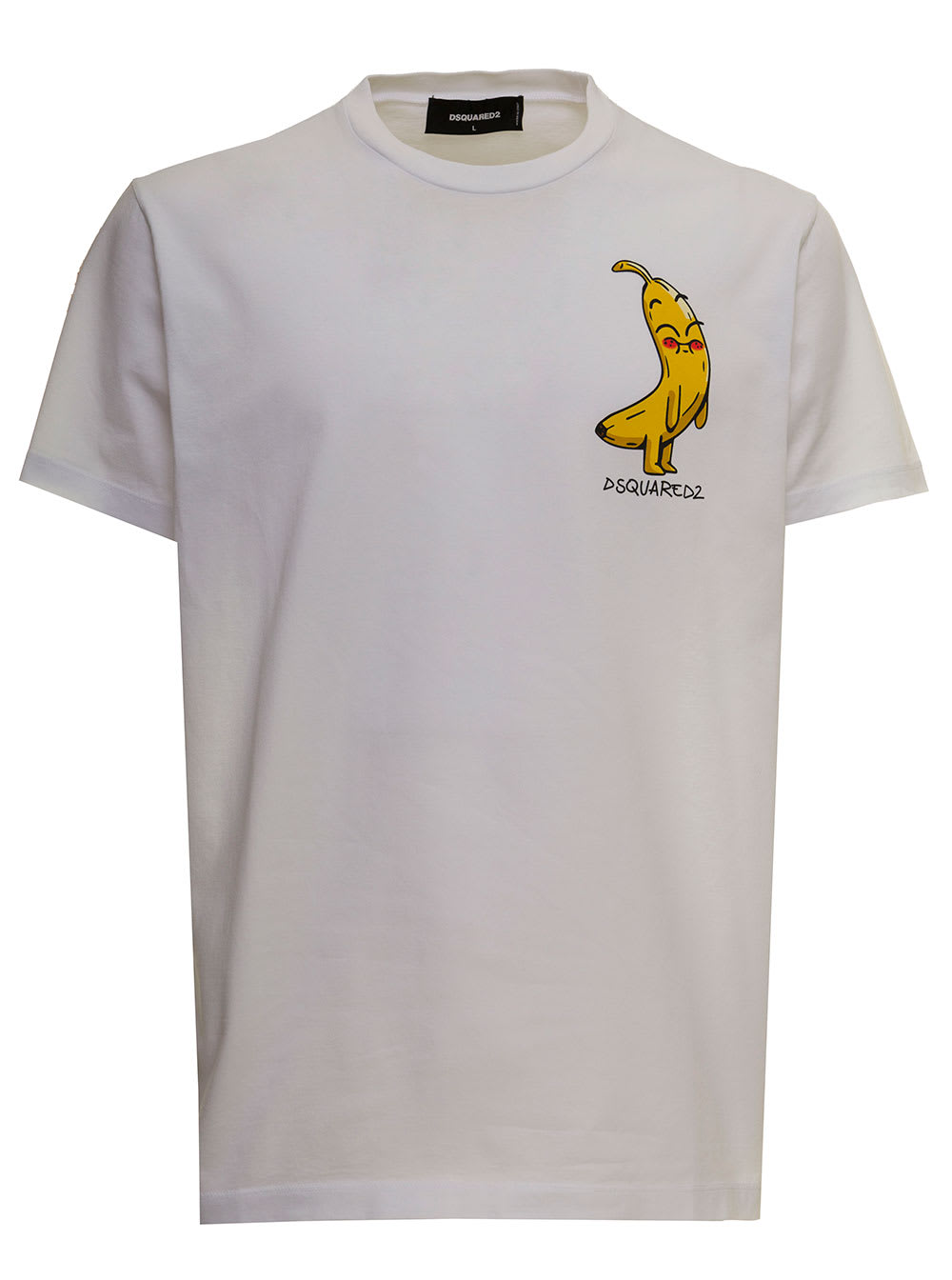 Dsquared2 D-squared2 Mans White Cotton White T-shirt With Banana Cigar Pint