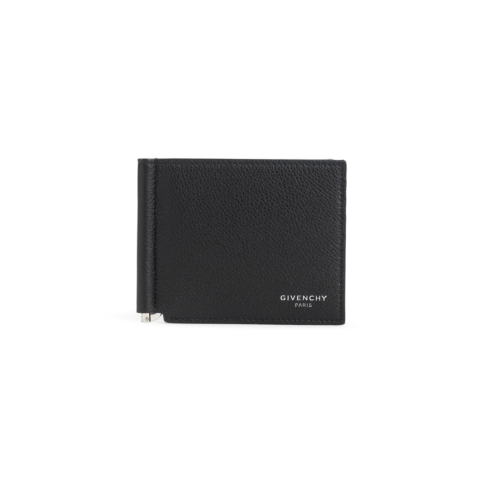 Givenchy Embossed Logo Bill Clip Leather Wallet In Black