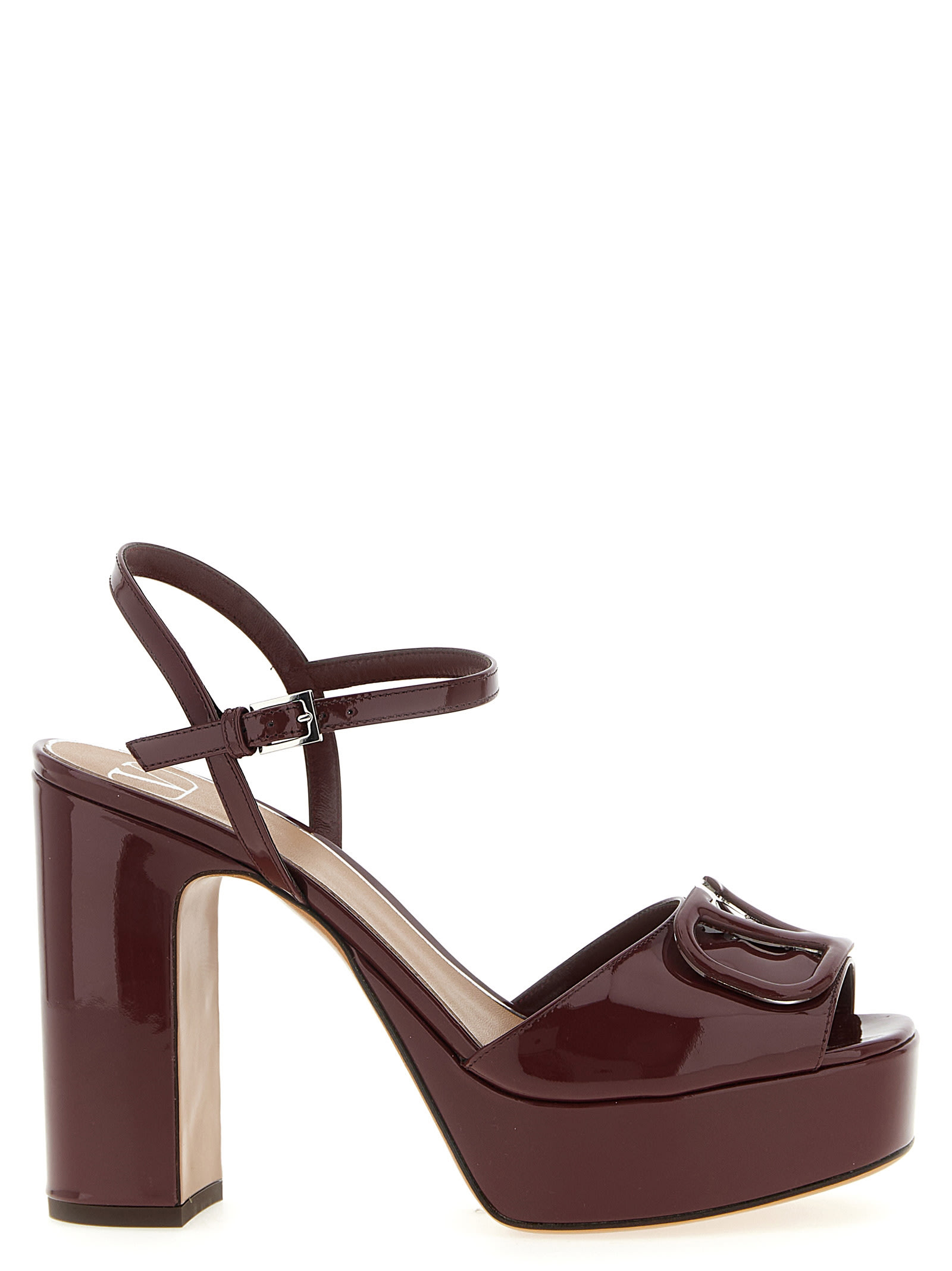 Valentino Garavani Vlogo Signature Sandals In Burgundy