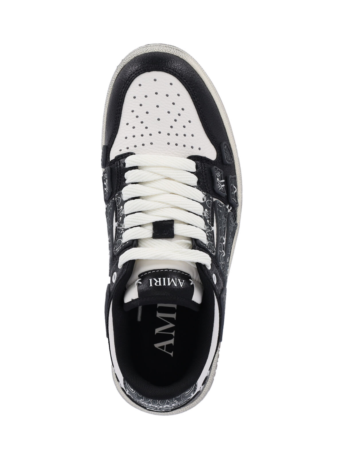 Amiri Skel Top Black Low Top Sneakers With Logo Patch On The Tongue And Logo Lettering On The Heel In Leat In Black