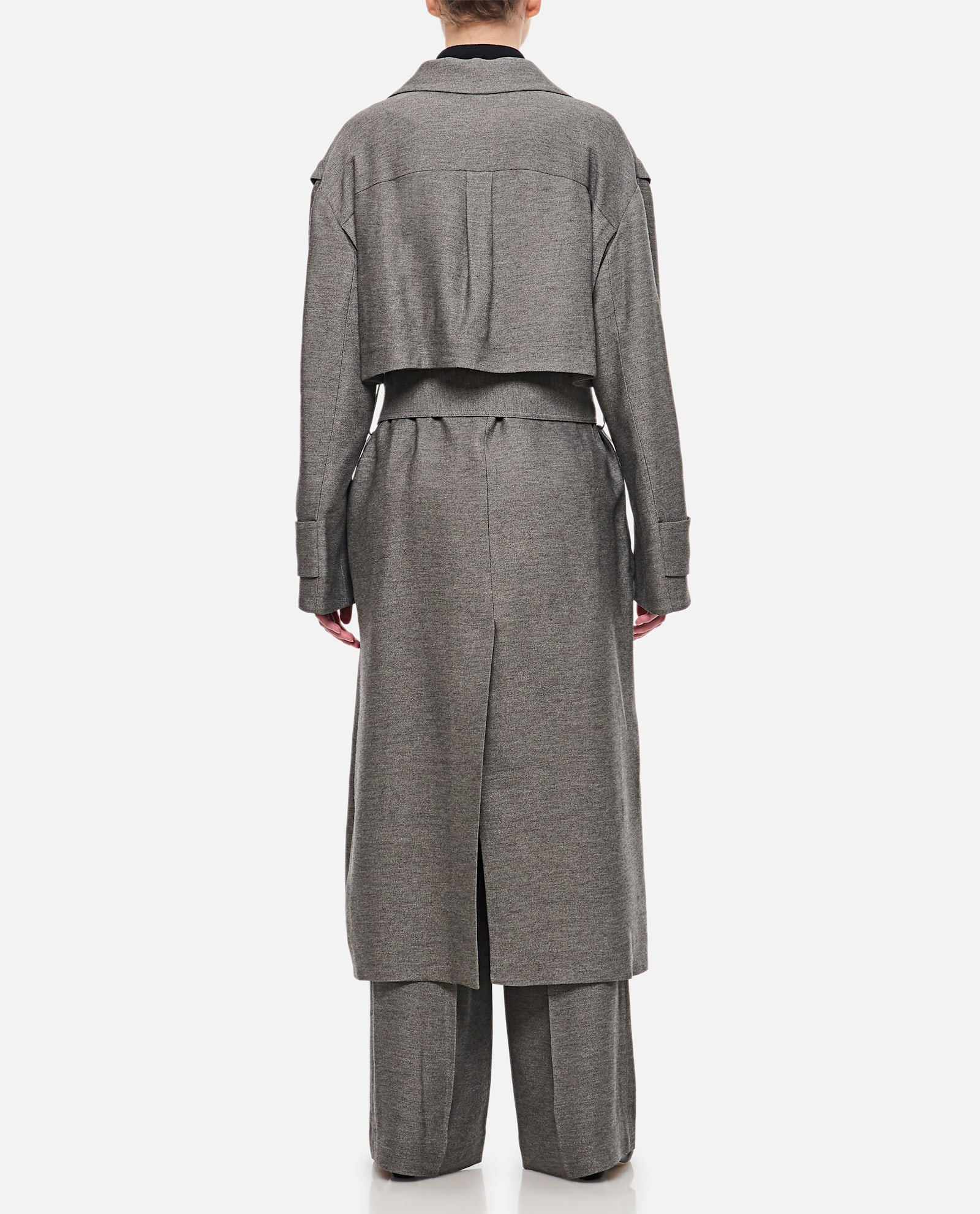 Shop Jw Anderson Longline Cotton Trench Coat In Grey