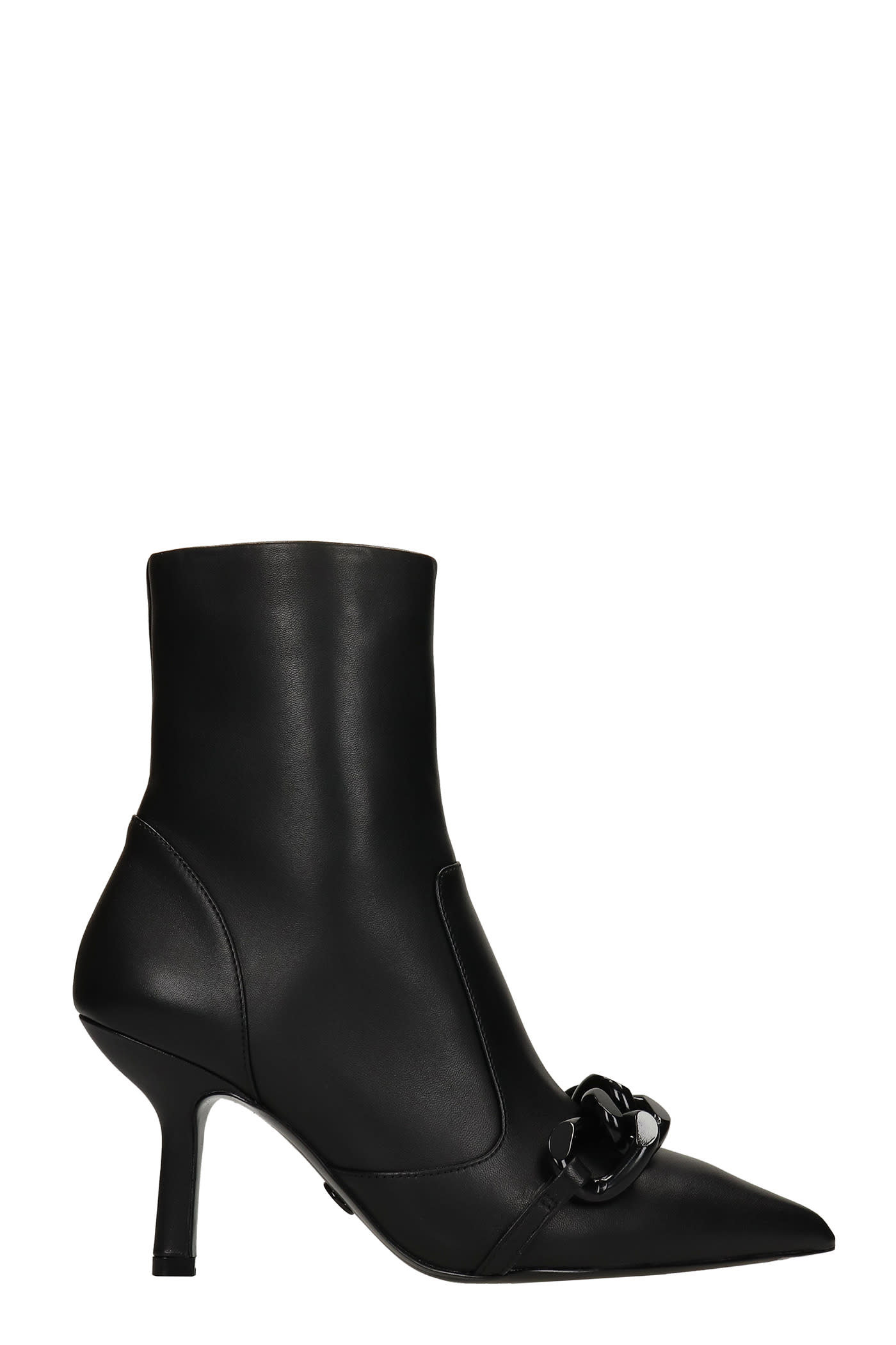 Michael Kors Scarlett High Heels Ankle Boots In Black Leather