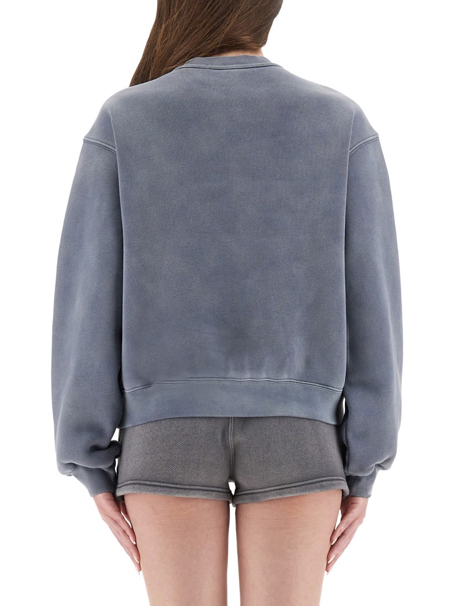 Alexander Wang Puff Logo Sweatshirt In Structured Terry In Blue