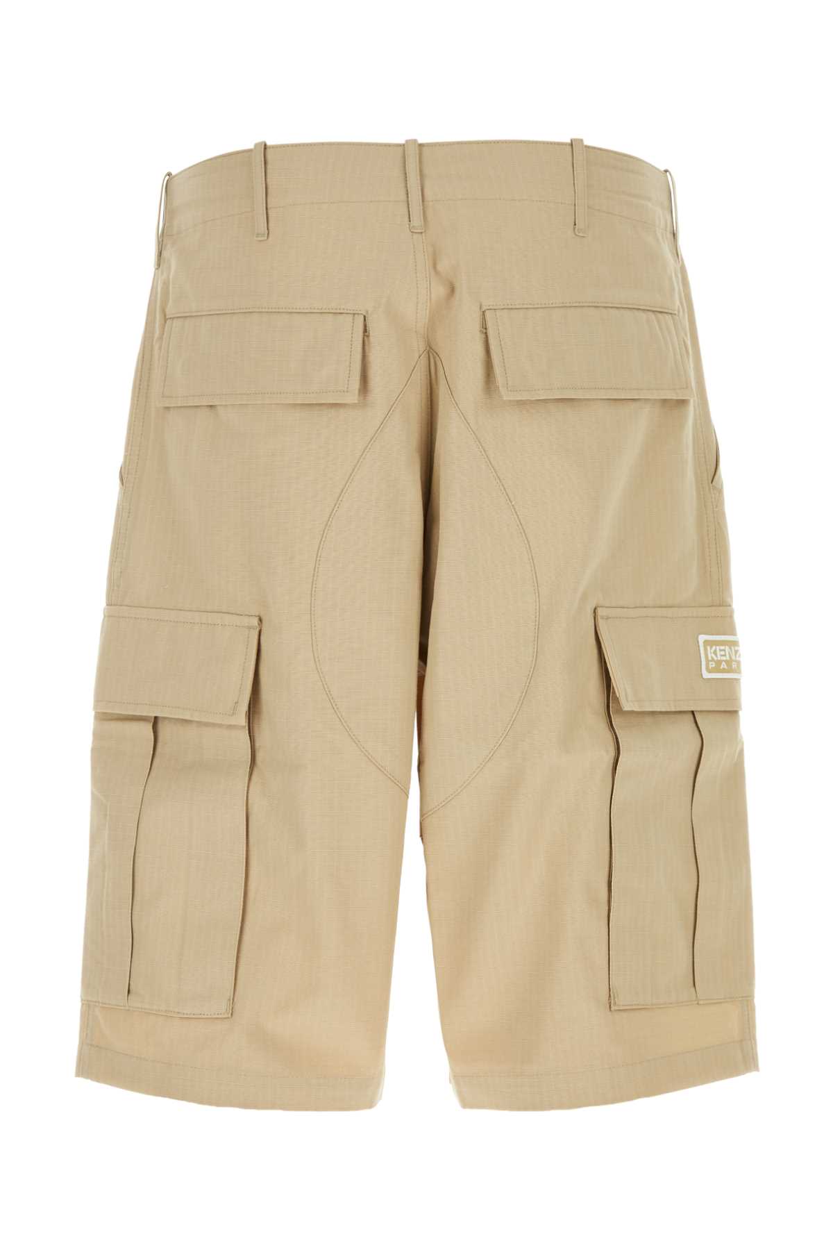 Shop Kenzo Beige Cotton Bermuda Shorts