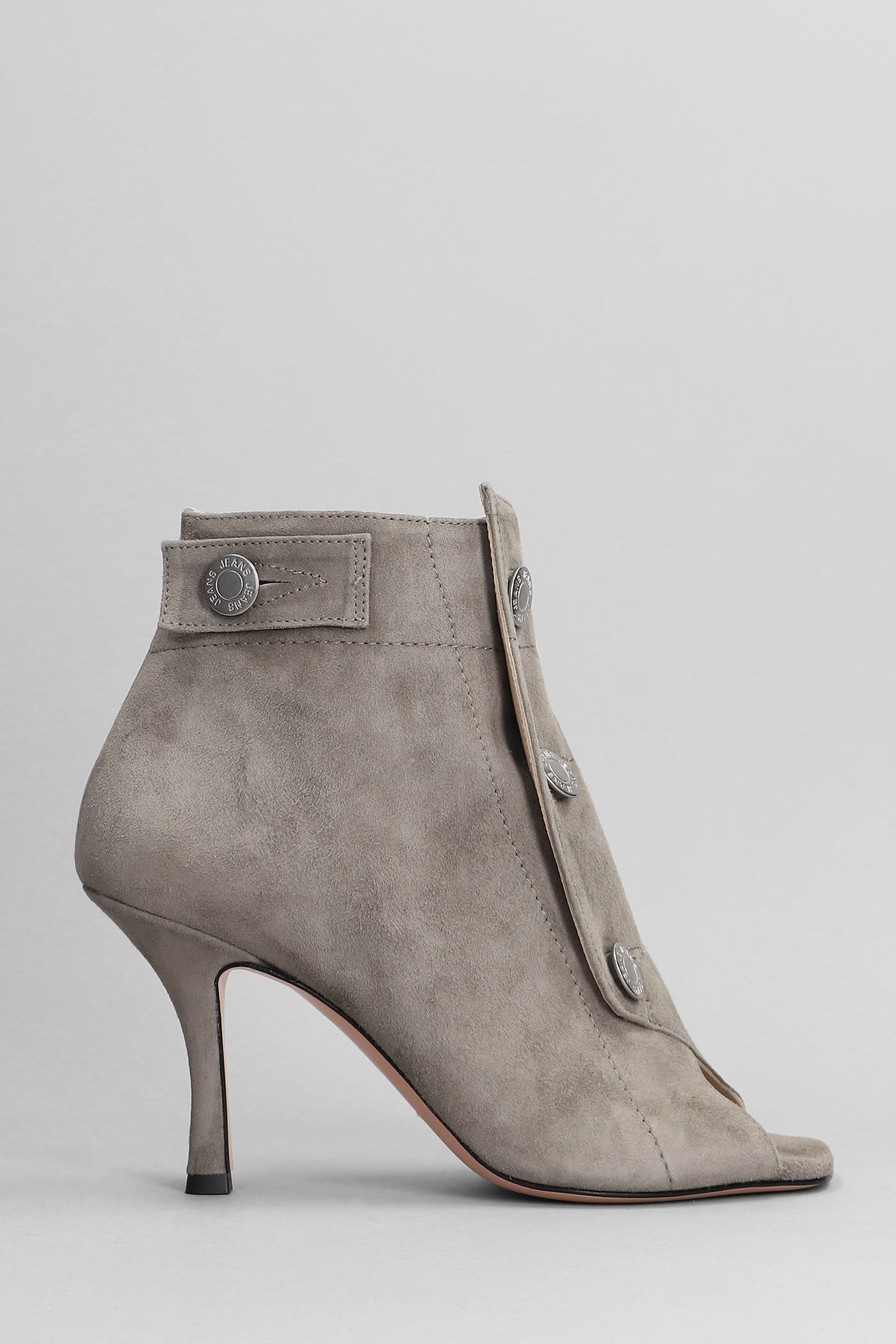High Heels Ankle Boots In Grey Suede