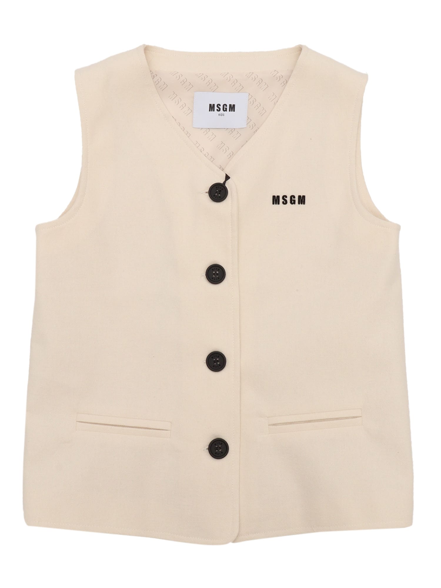 Msgm Brushed Viyella Over Gilet Girl Crema/cr In White