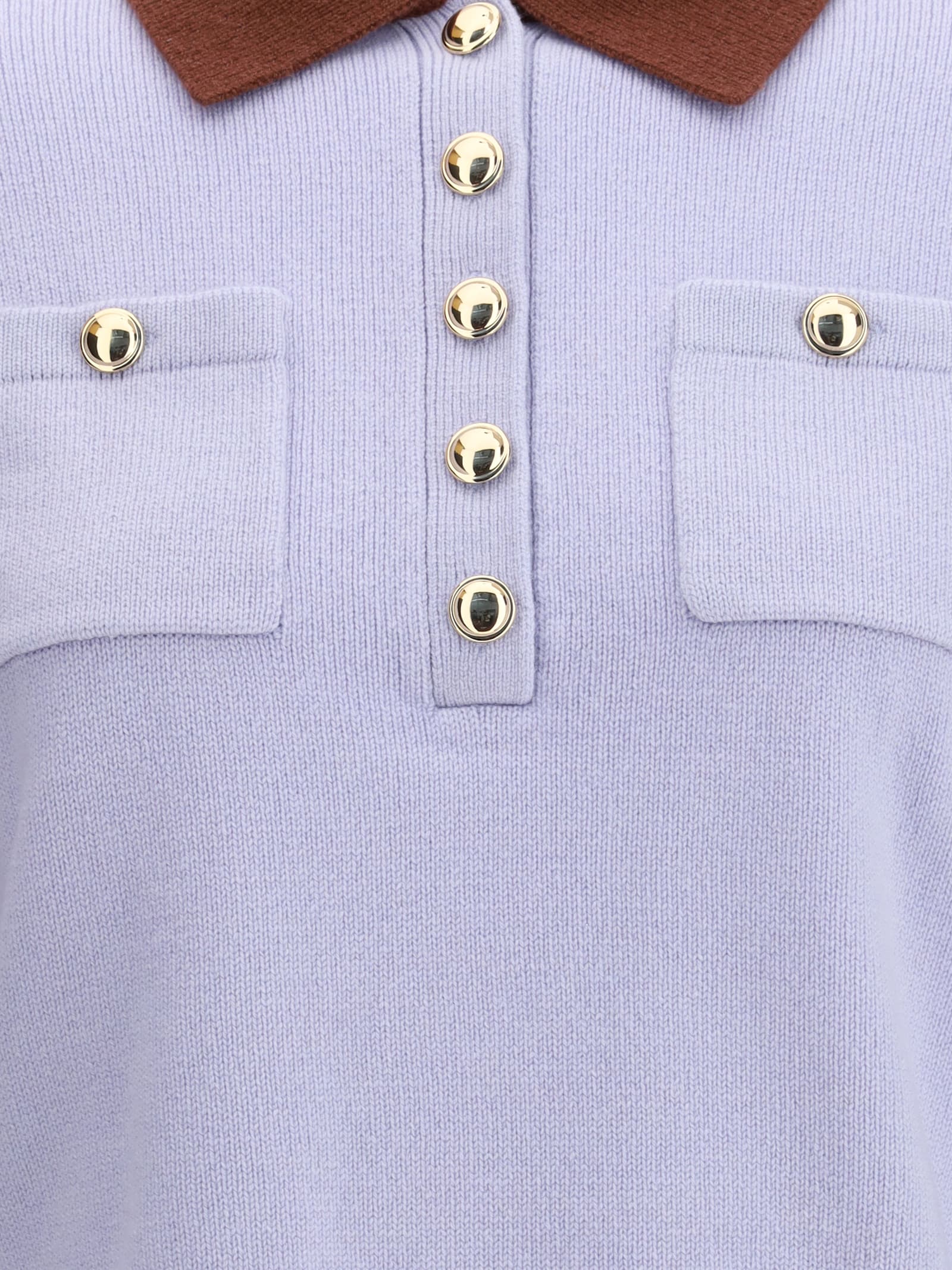 Self-portrait Sweater With Classic Contrast Collar In Blue
