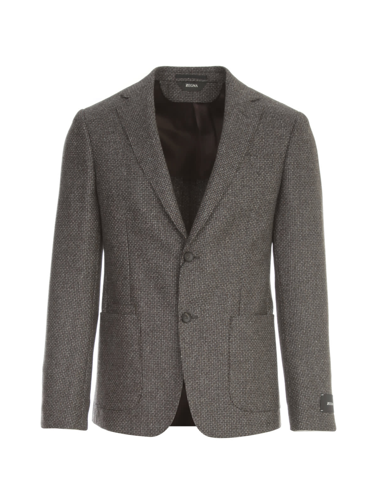 Z Zegna Lambswool And Cashmere Single Breasted Jacket W/patch