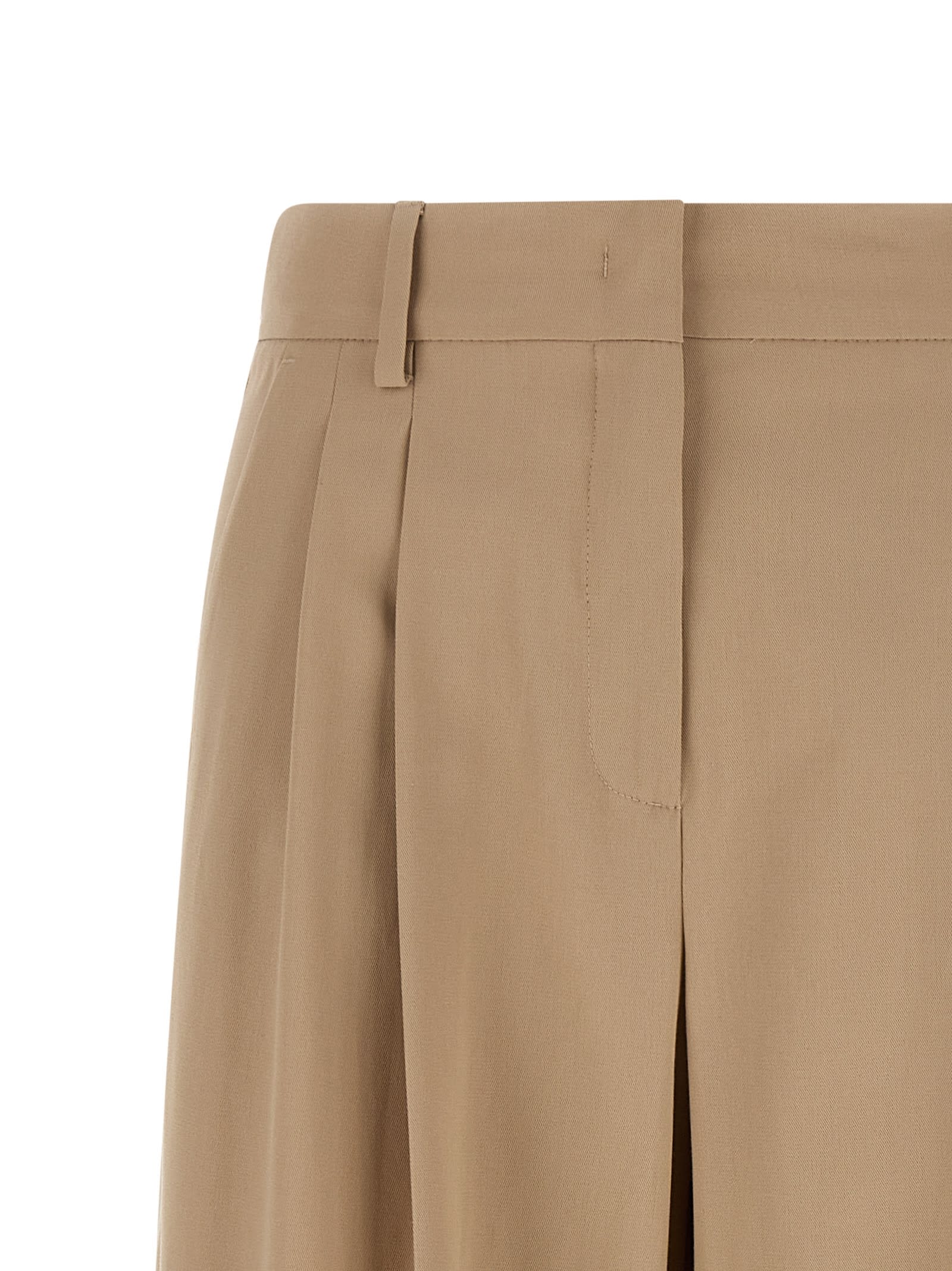 Weekend Max Mara Front Pleated Wide Leg Trousers With Belt Loops In Neutral